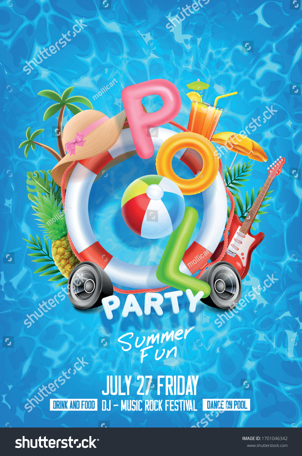 Pool Party Wallpapers Stock Vector Summer Holiday Background With Pool Party 1701046342