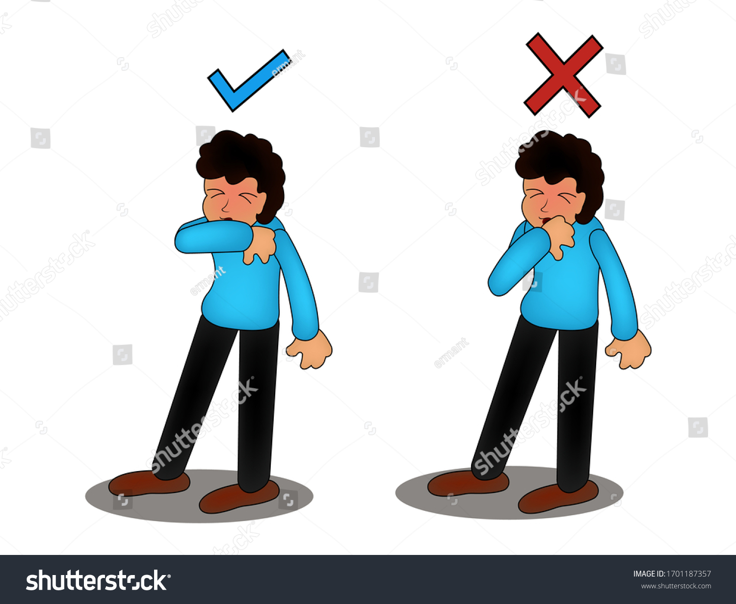 Character Sneezing Coughing Right Wrong Medical Stock Vector (Royalty ...