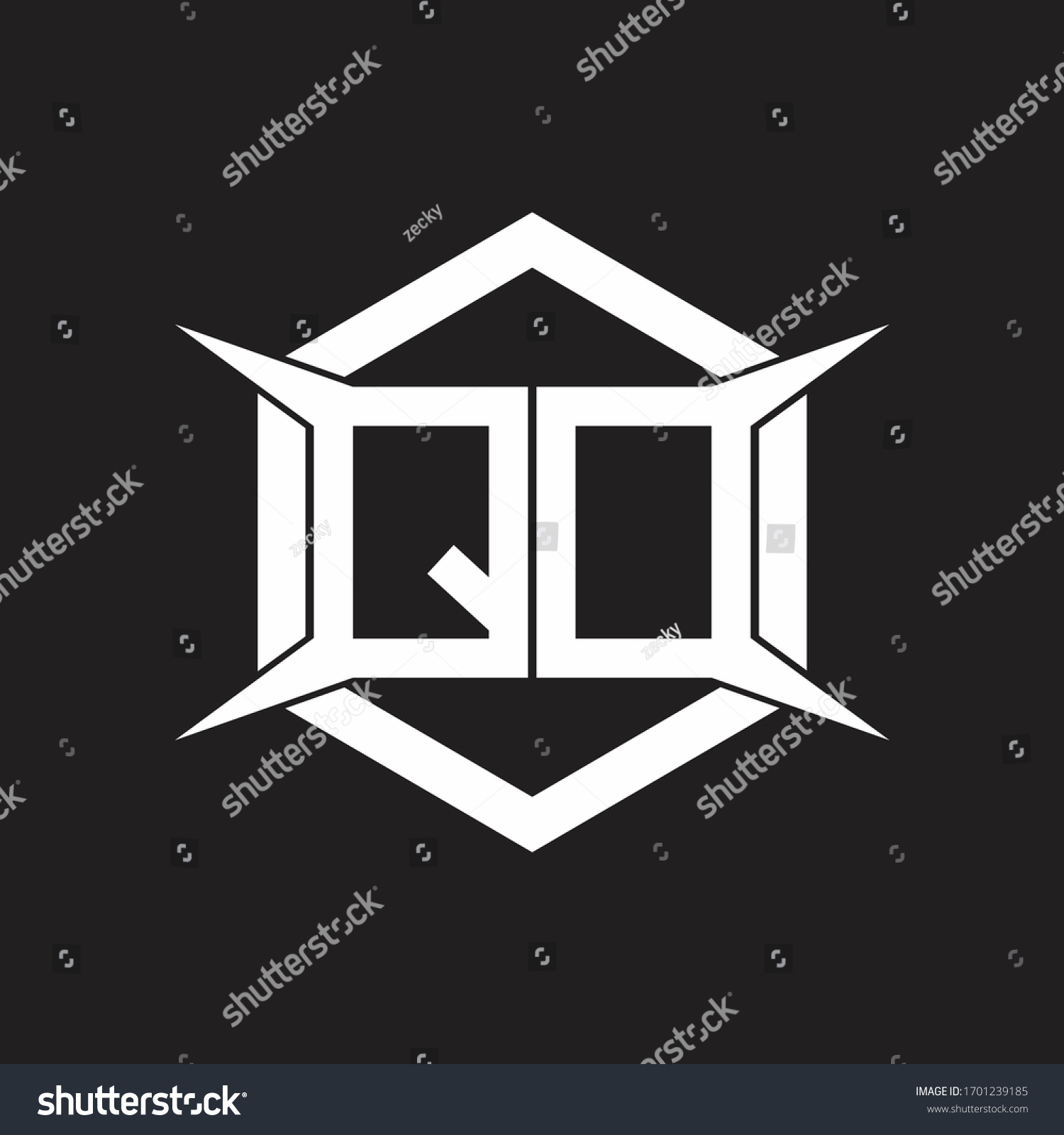 Qq Logo Monogram Hexagon Four Taper Stock Vector (Royalty Free ...