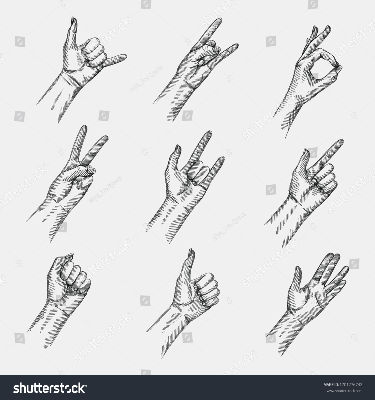 Рисунок руки жесты эскиз