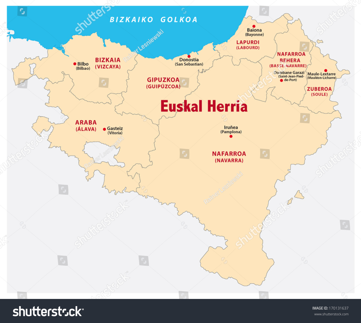 Basque Country Map Stock Vector (Royalty Free) 170131637 | Shutterstock