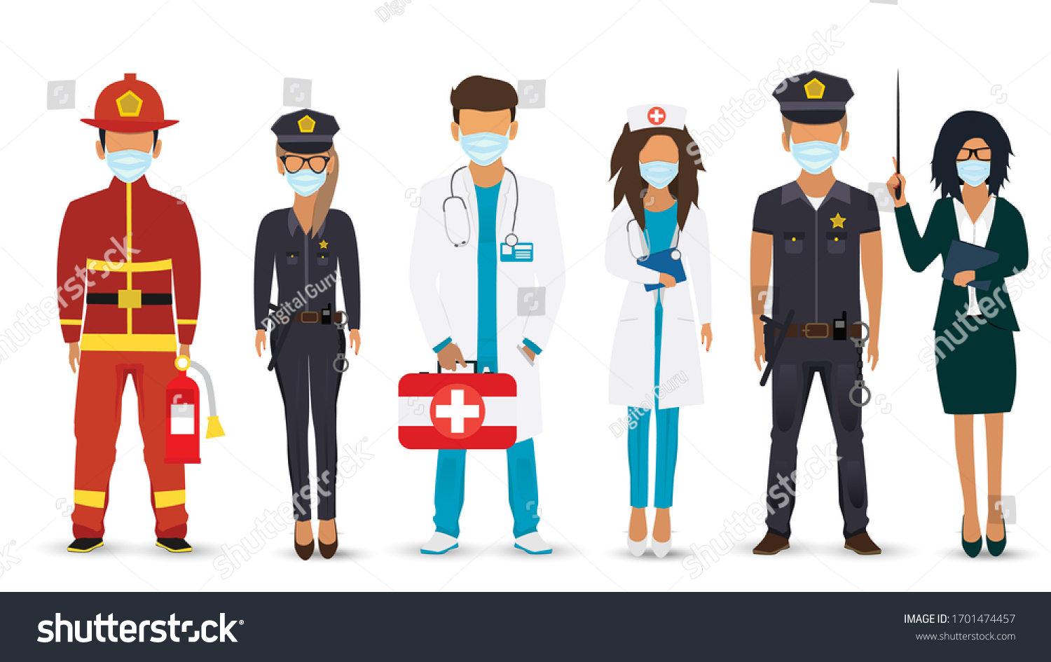 International Labor Day People Different Professions Stock Vector ...