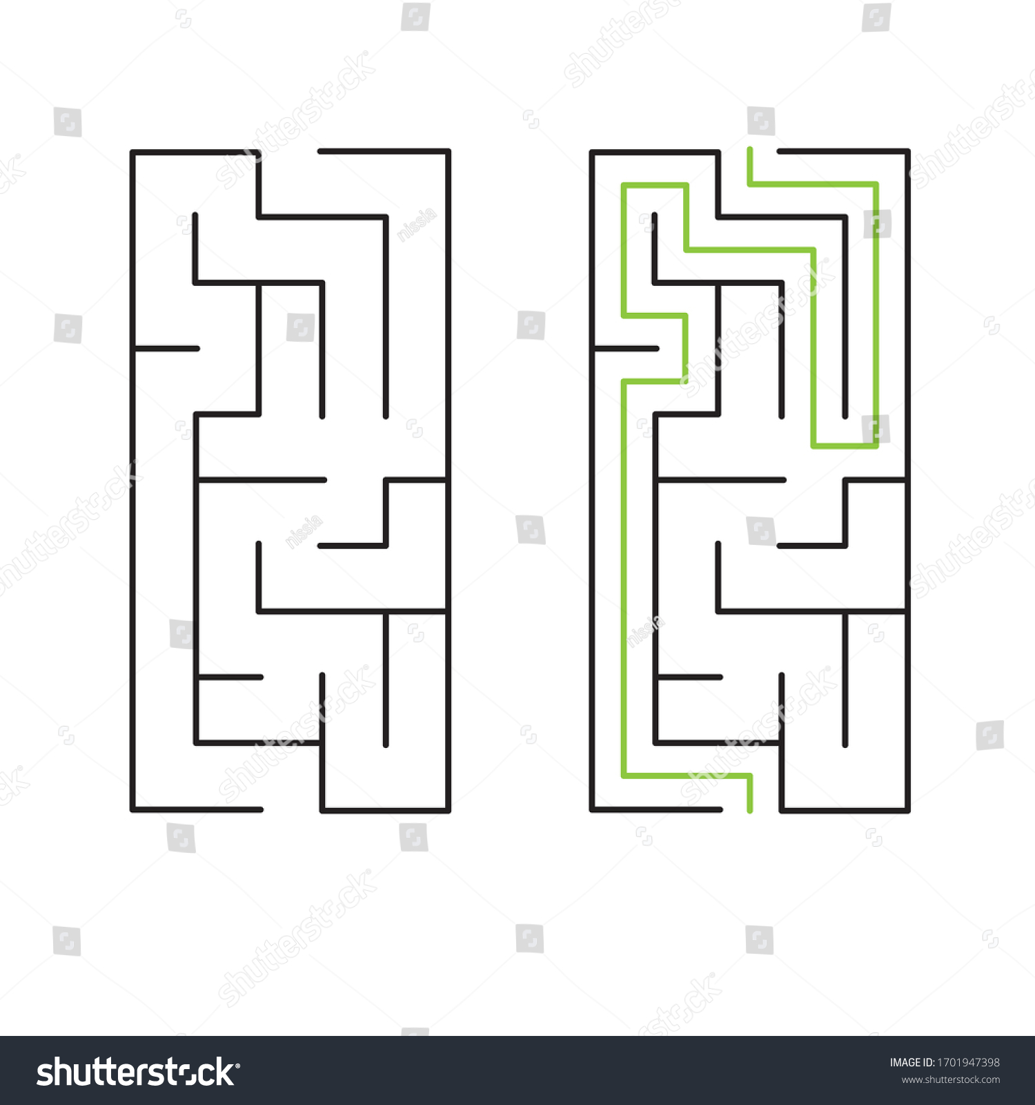 5x10 Rectangular Vector Maze Solution Stock Vector (Royalty Free ...