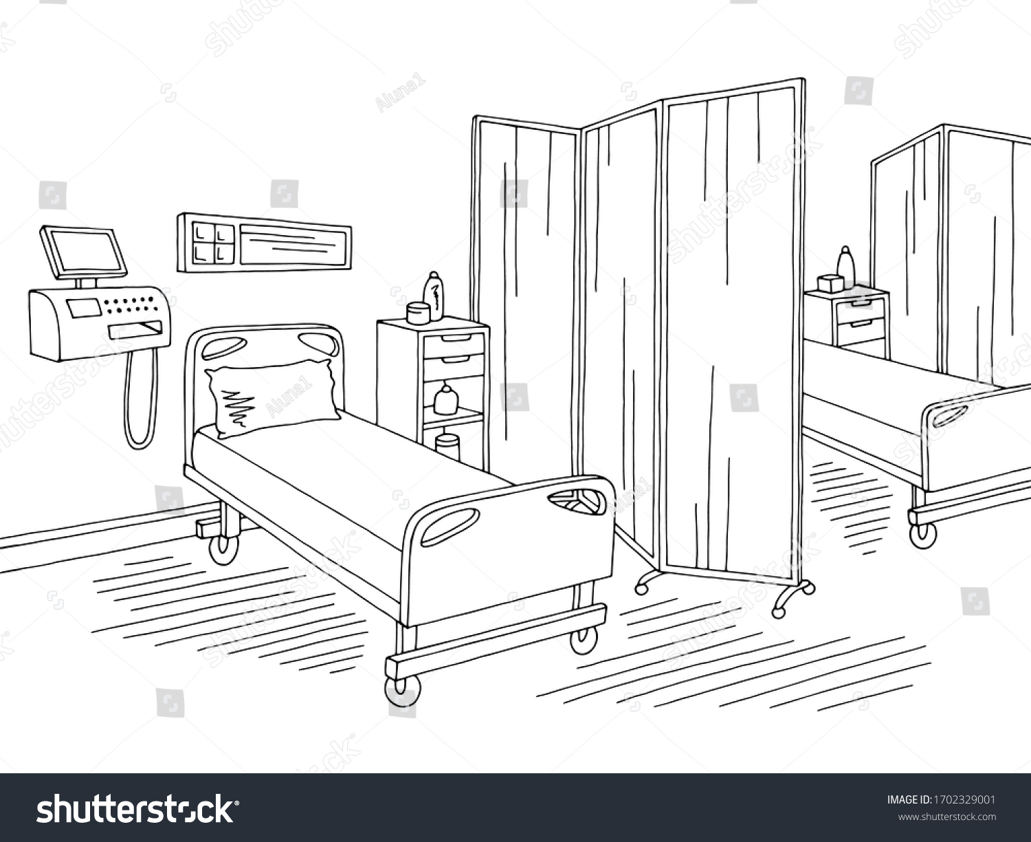 Hospital Ward Intensive Care Unit Graphic Stock Vector (Royalty Free ...