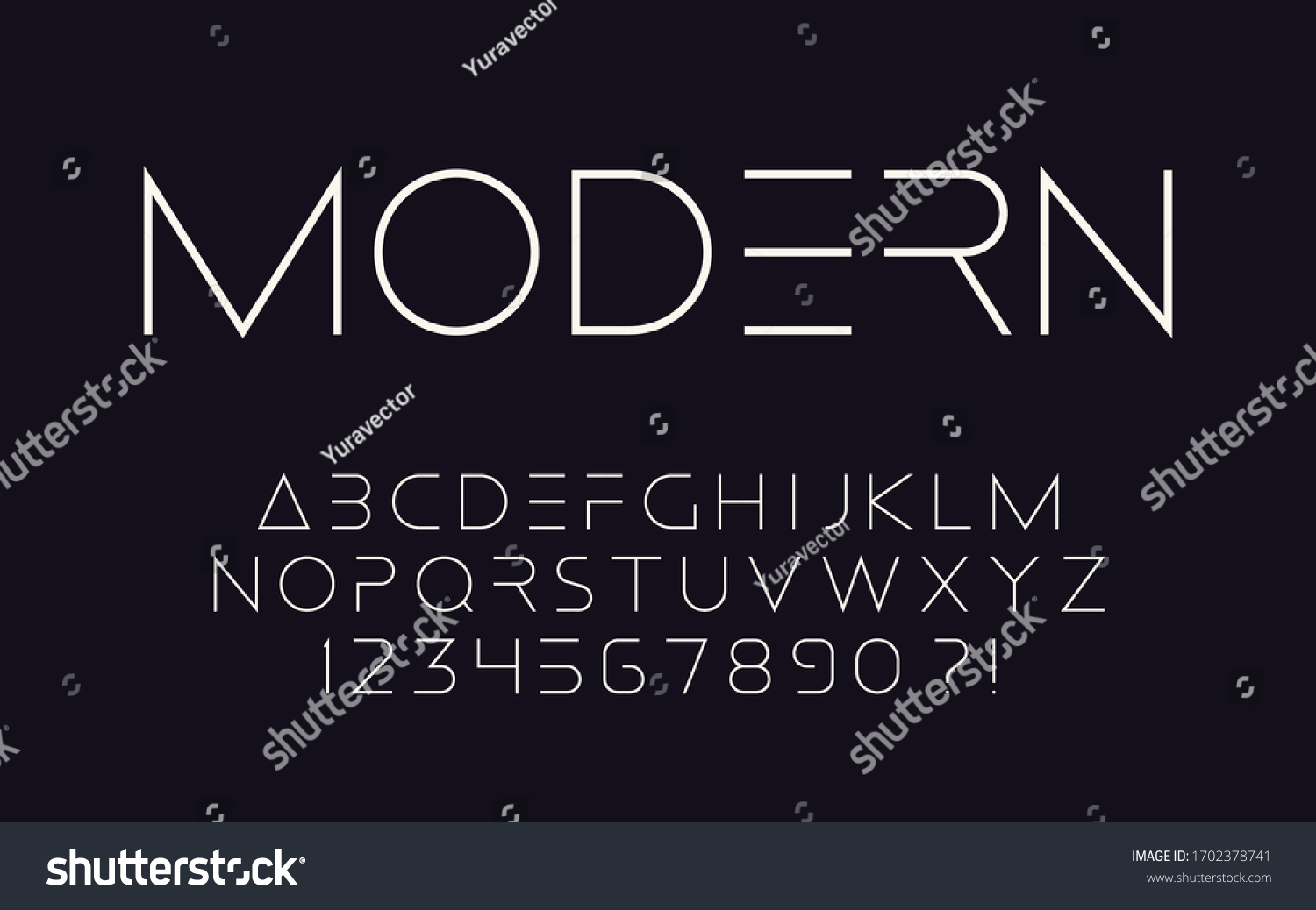 Geometric Font Thin Letters Numbers Modern Stock Vector (Royalty Free ...