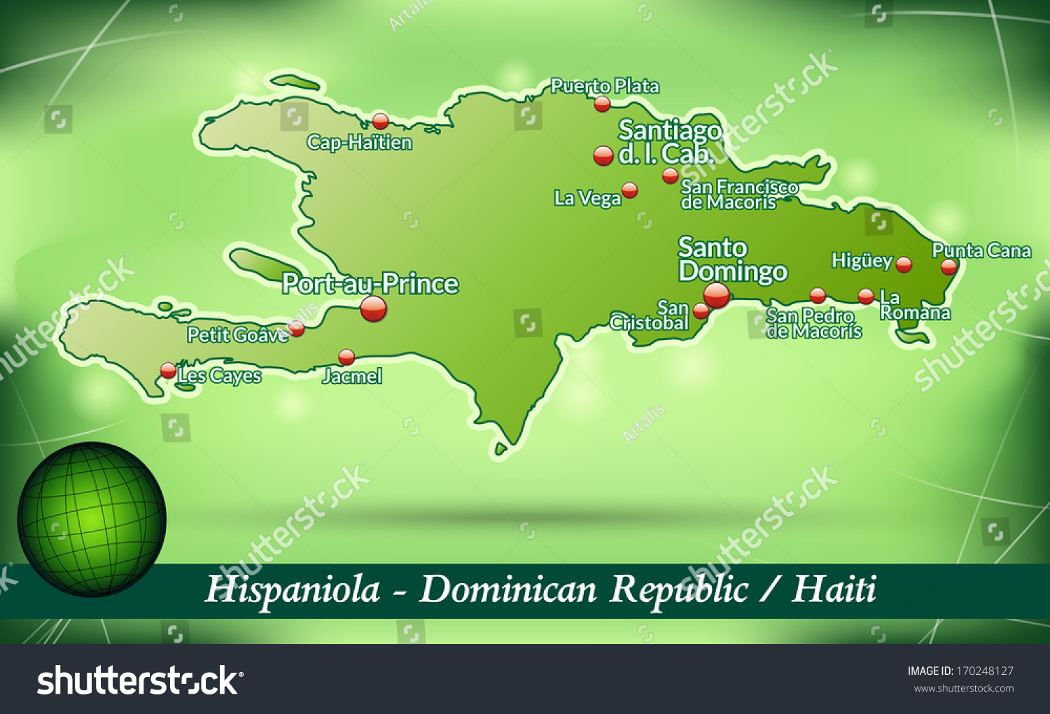 Map Hispaniola Abstract Background Green Stock Illustration 170248127 ...