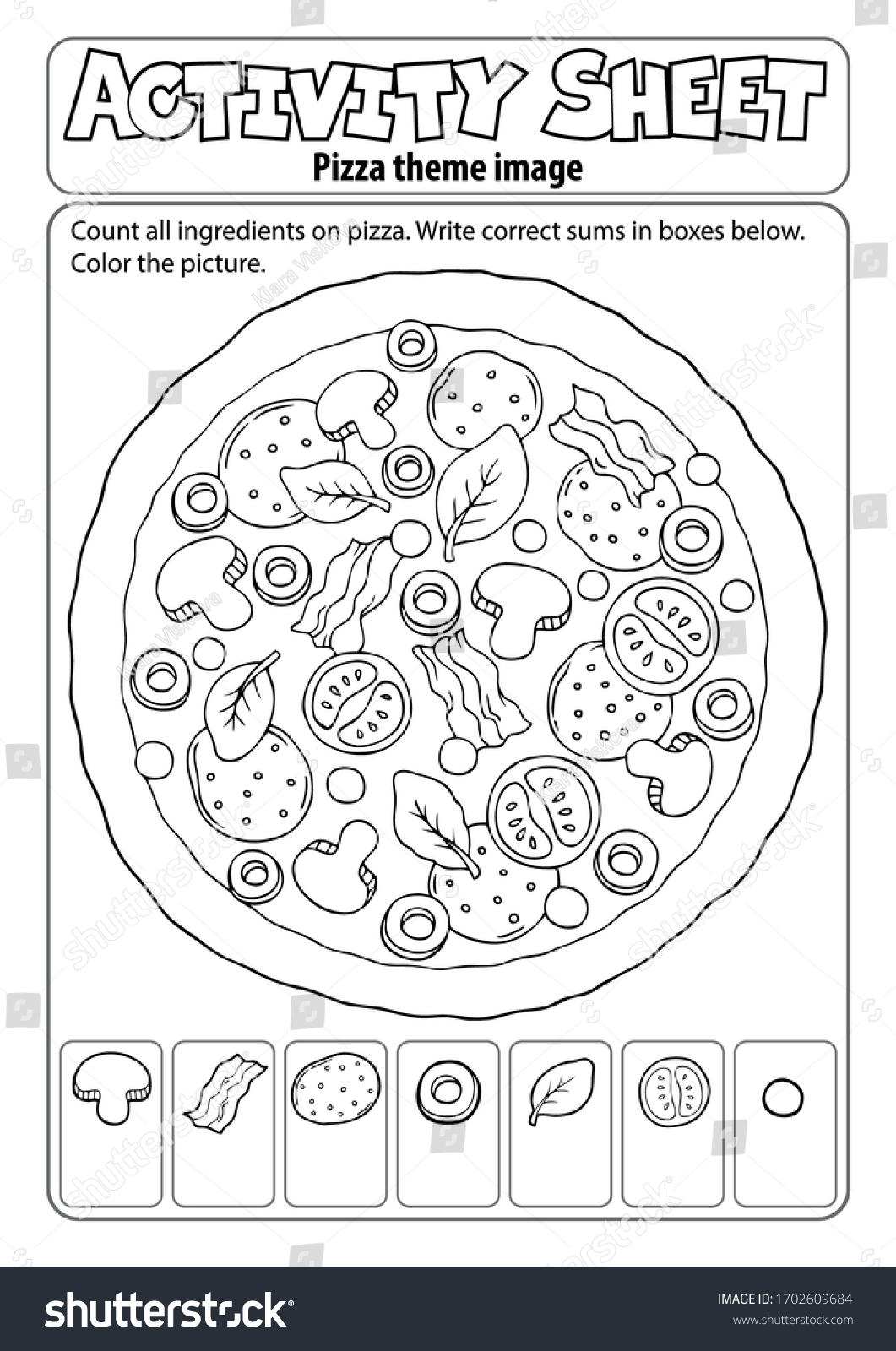 Activity Sheet Pizza Theme 2 Eps10 Stock Vector (Royalty Free ...