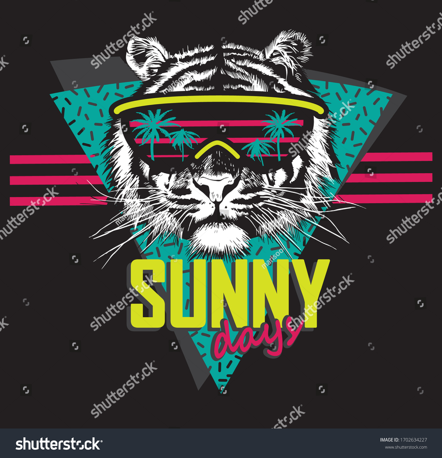 Black White Tiger Head Sunglasses Drawn Stock Vector (Royalty Free ...