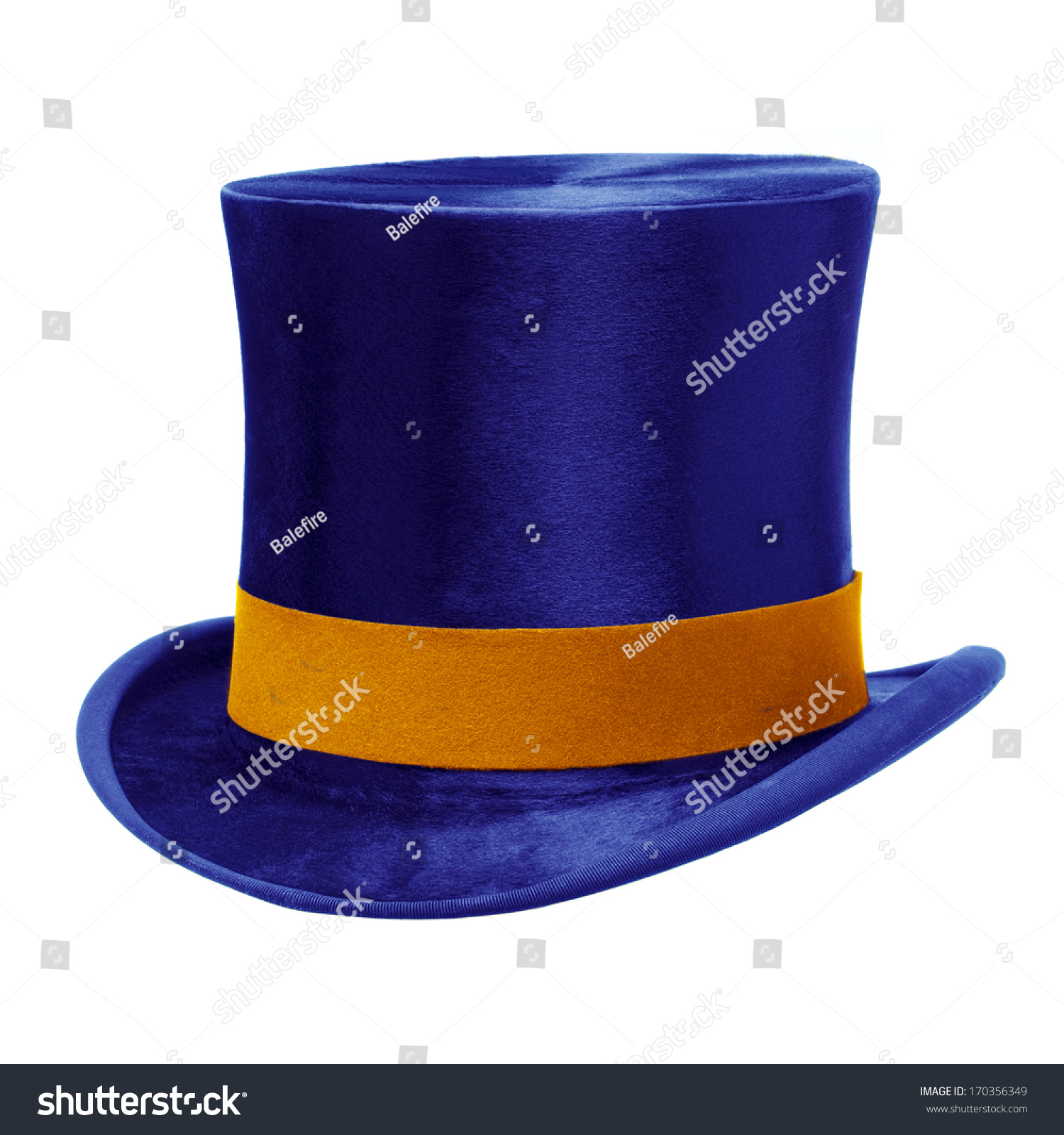 purple top hat with yellow band