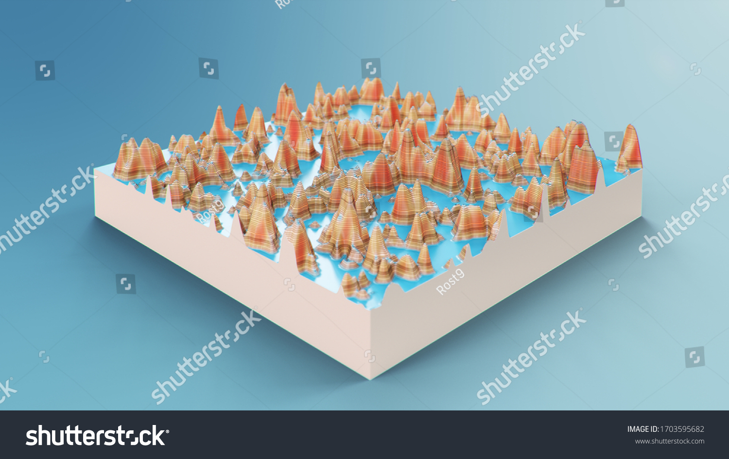 Cross Section Topographic 3d Map Contour Stock Illustration 1703595682