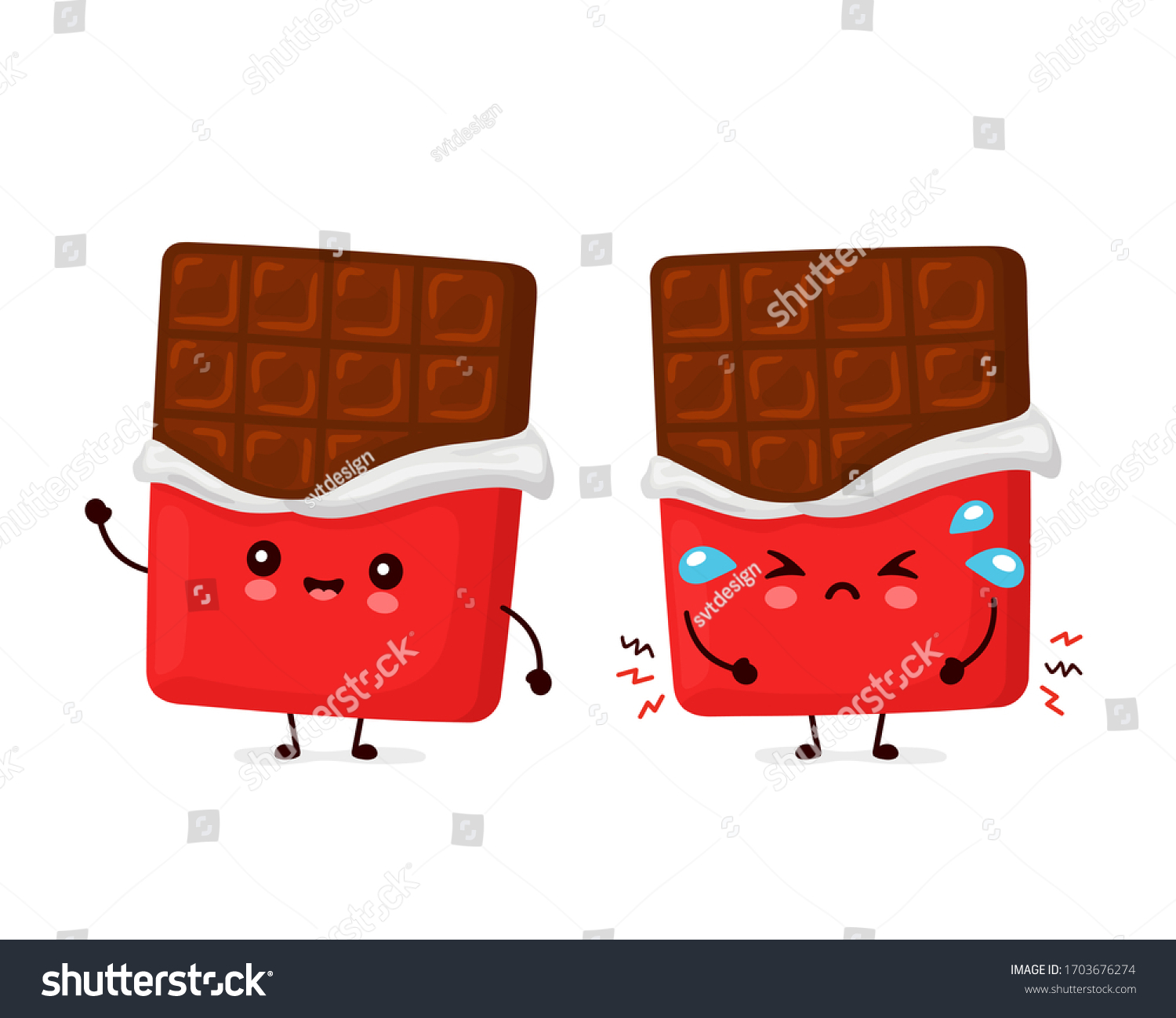 Cute Happy Sad Funny Chocolate Bar Stock Vector (Royalty Free ...