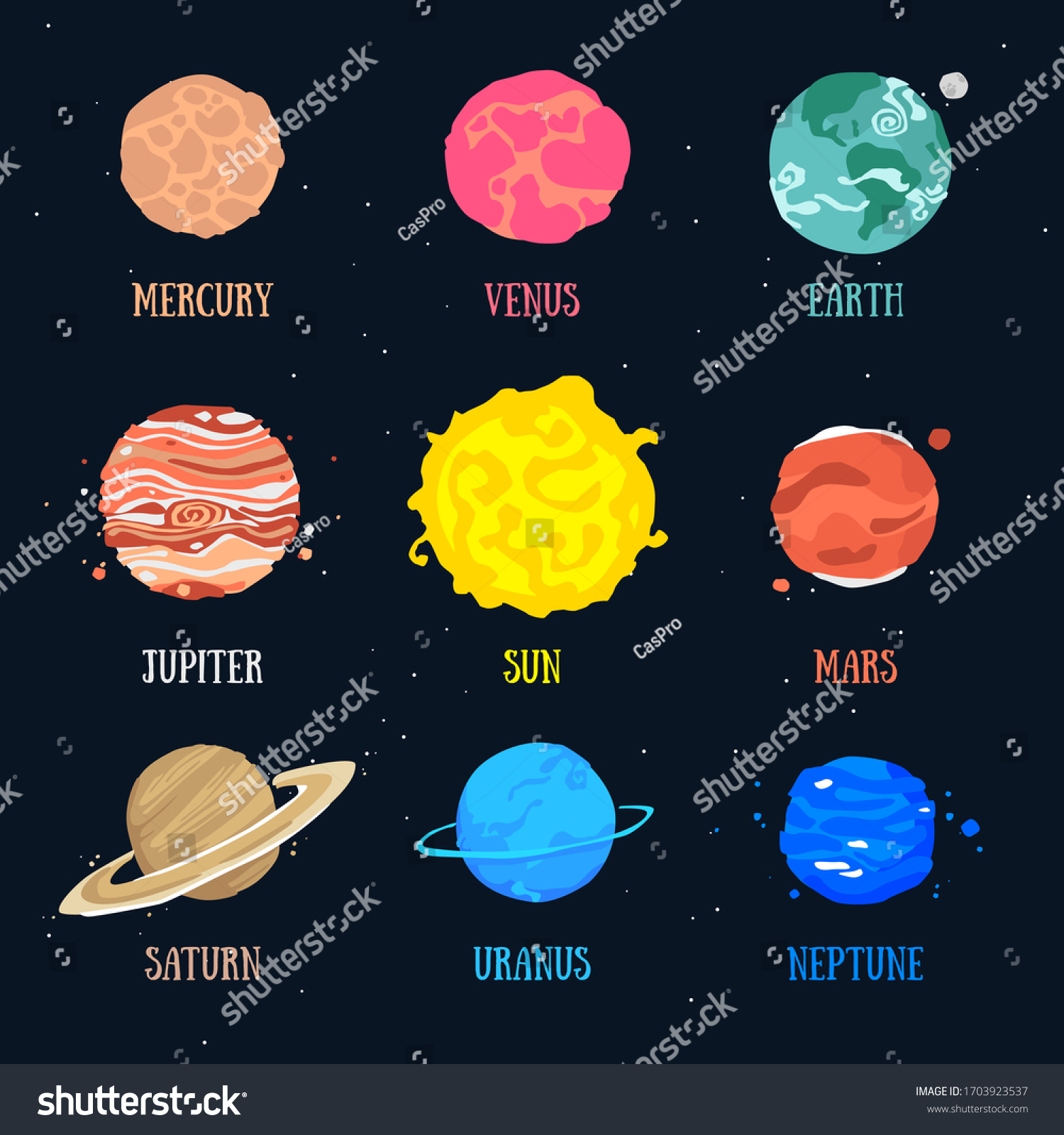 Image Planets Solar System Cartoon Style Stock Vector (Royalty Free ...