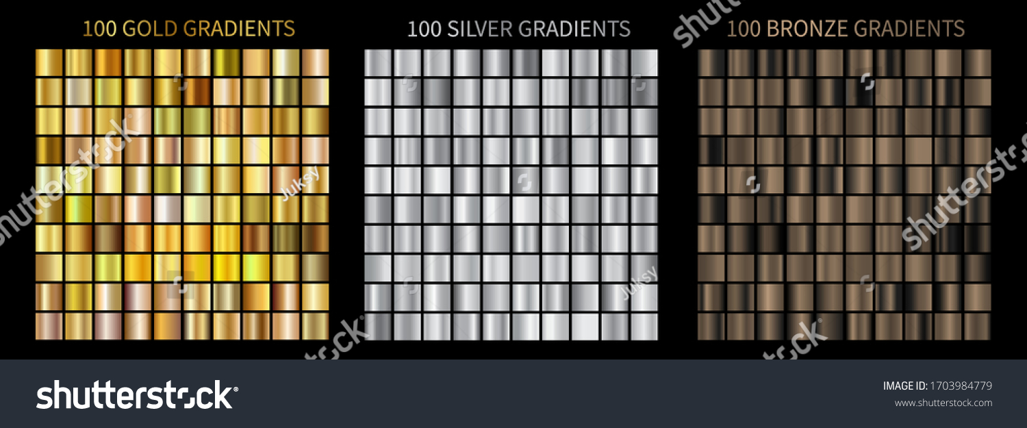 Gold Silver Bronze Gradients Collection Colorful Stock Vector (Royalty ...