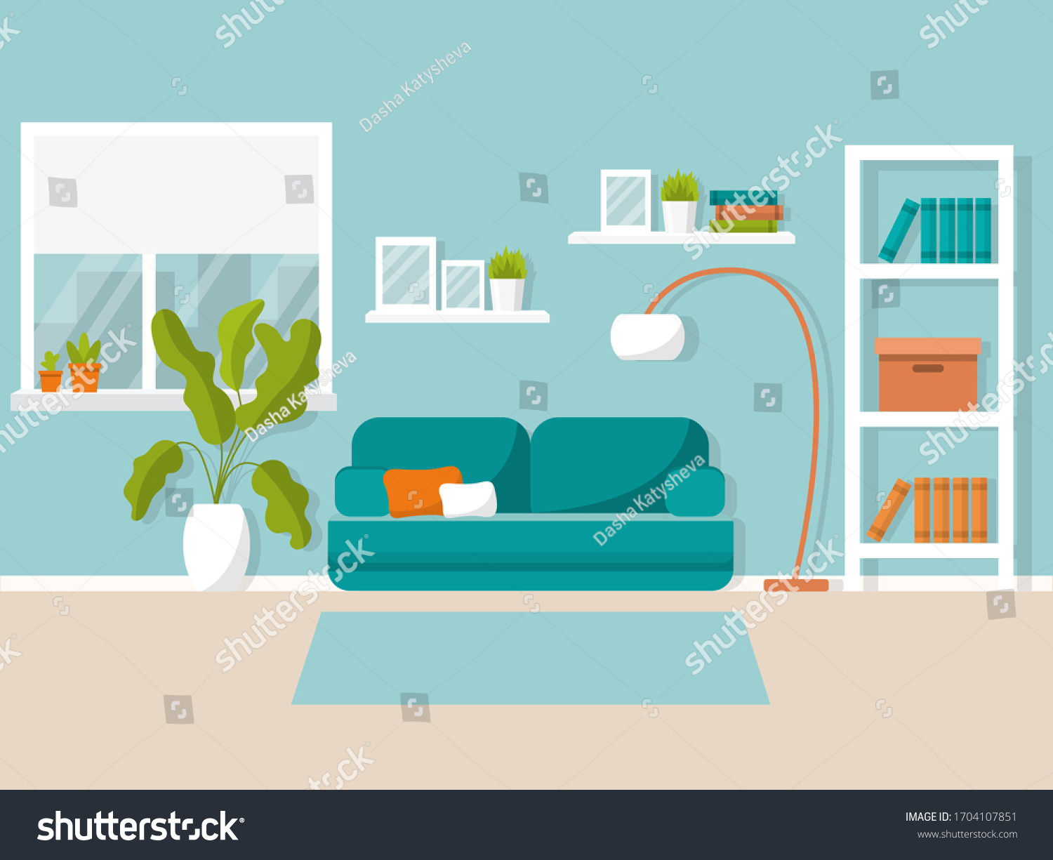 Interior Flat Style Vector Banner Design Stock Vector (Royalty Free ...