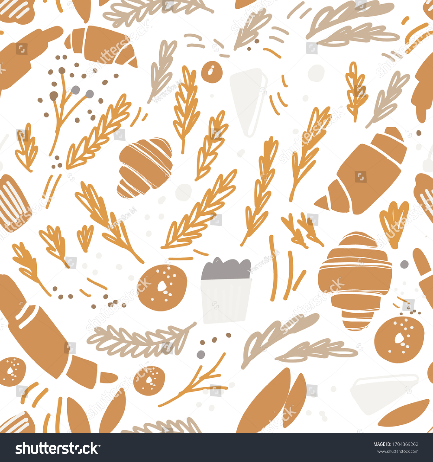 Croissant Seamless Pattern Modern Backery Background Stock Vector ...