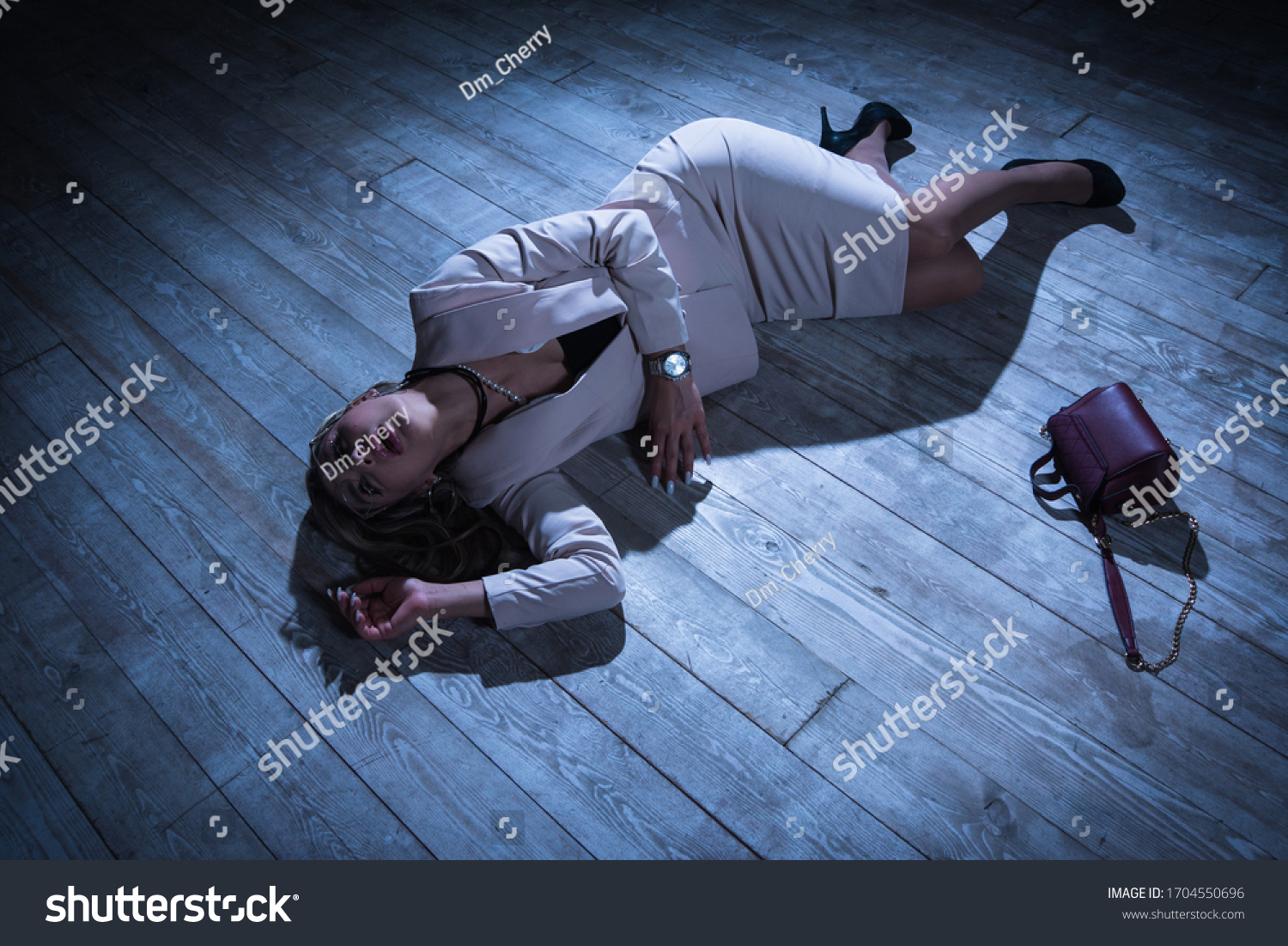 Crime Scene Strangled Pretty Business Woman Foto Stok 1704550696 Shutterstock 2884