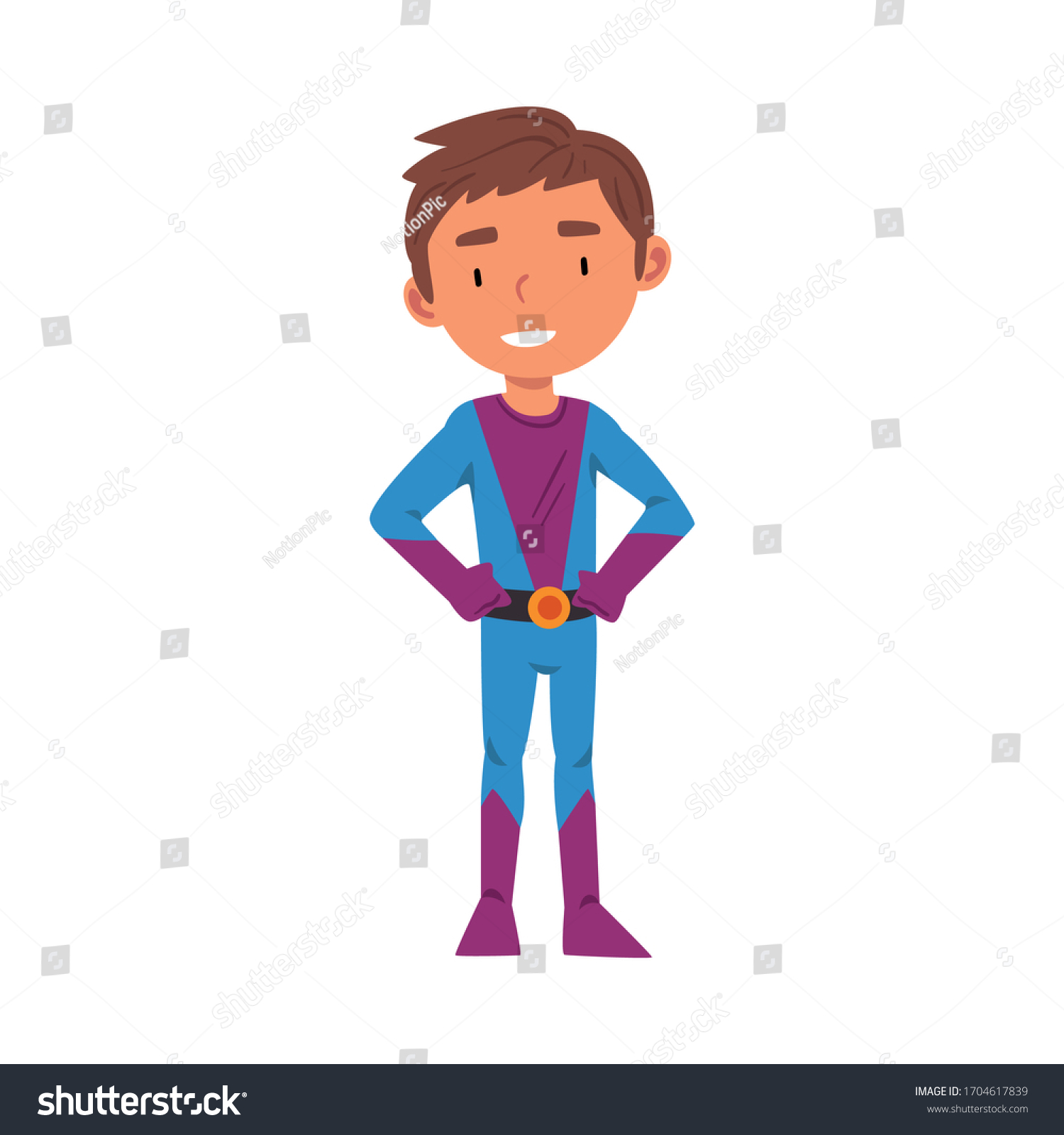 Boy Wearing Superhero Carnival Costume Cute Stock Vector (Royalty Free ...