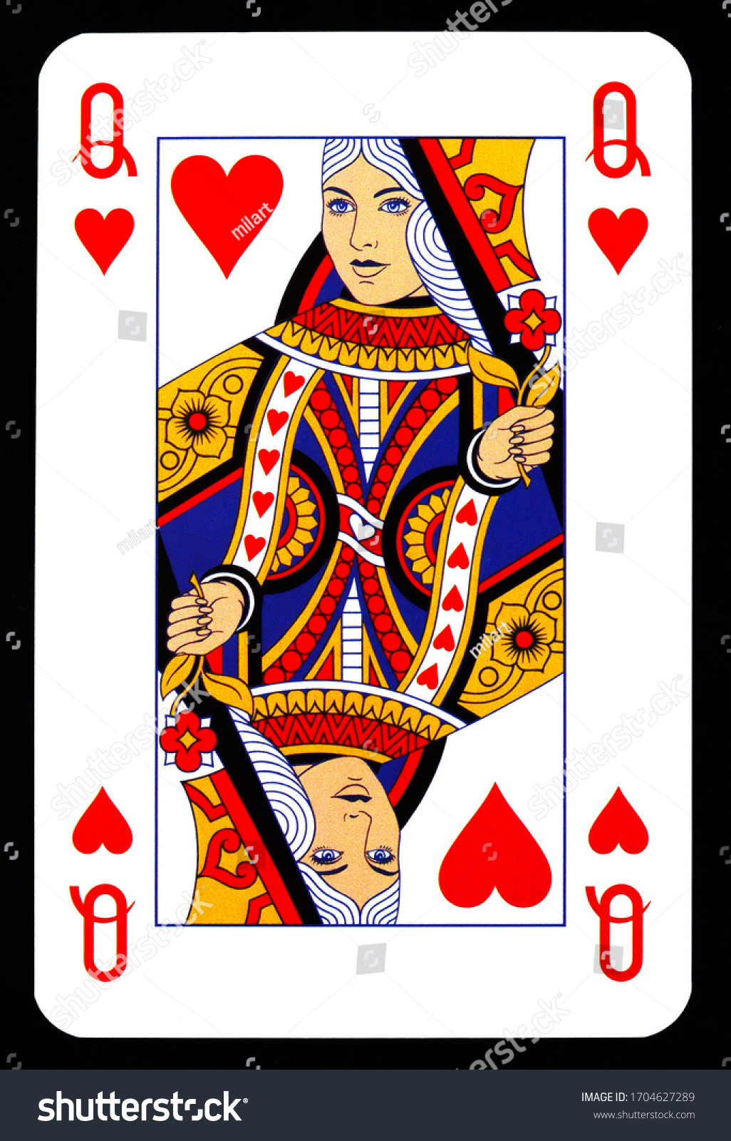 Queen Hearts Playing Card Isolated On Stock Photo 1704627289 | Shutterstock