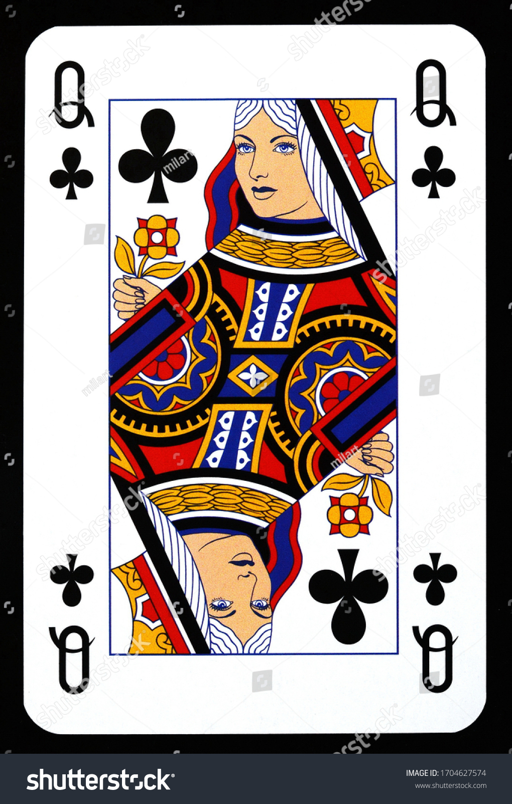 Queen Clubs Playing Card Isolated On Stock Photo 1704627574 | Shutterstock