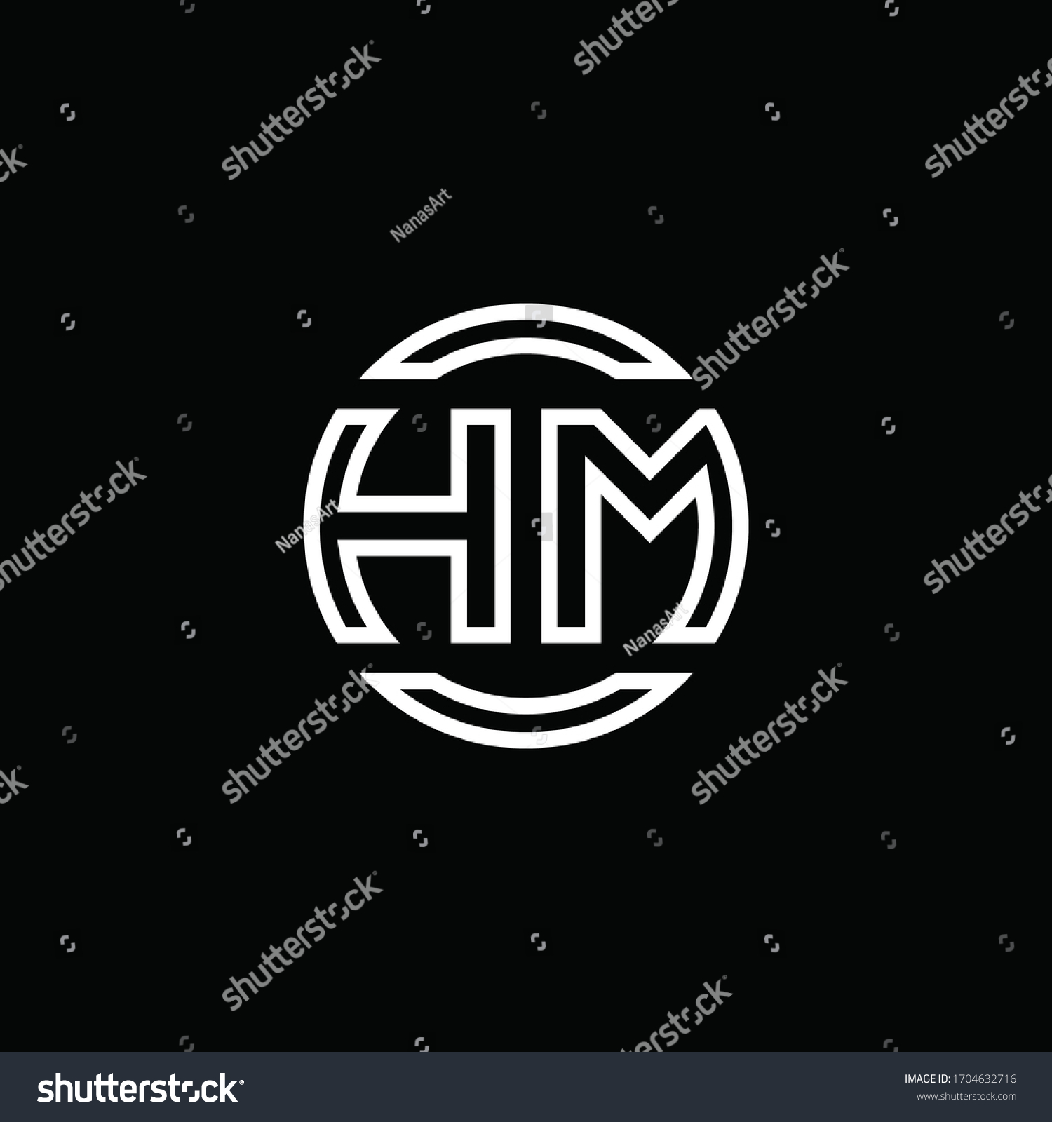 Hm Logo Monogram Negative Space Circle Stock Vector (Royalty Free ...