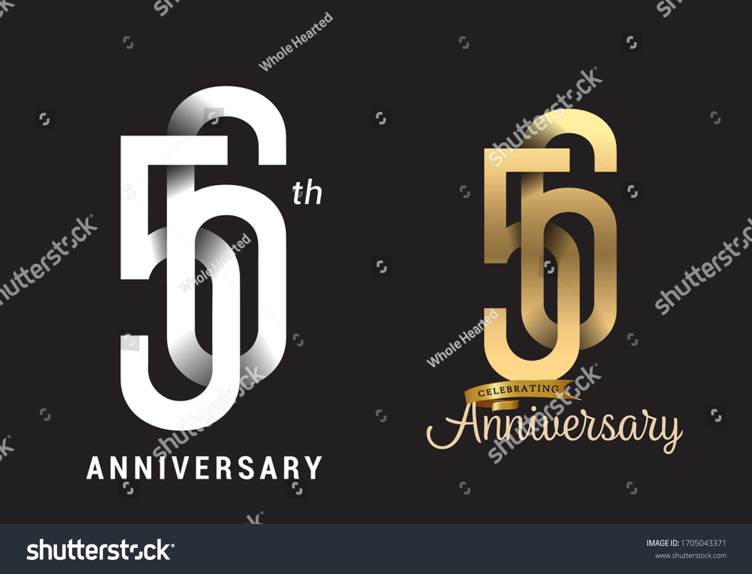 56 Years Anniversary Celebration Logo Design Stock Vector (Royalty Free ...