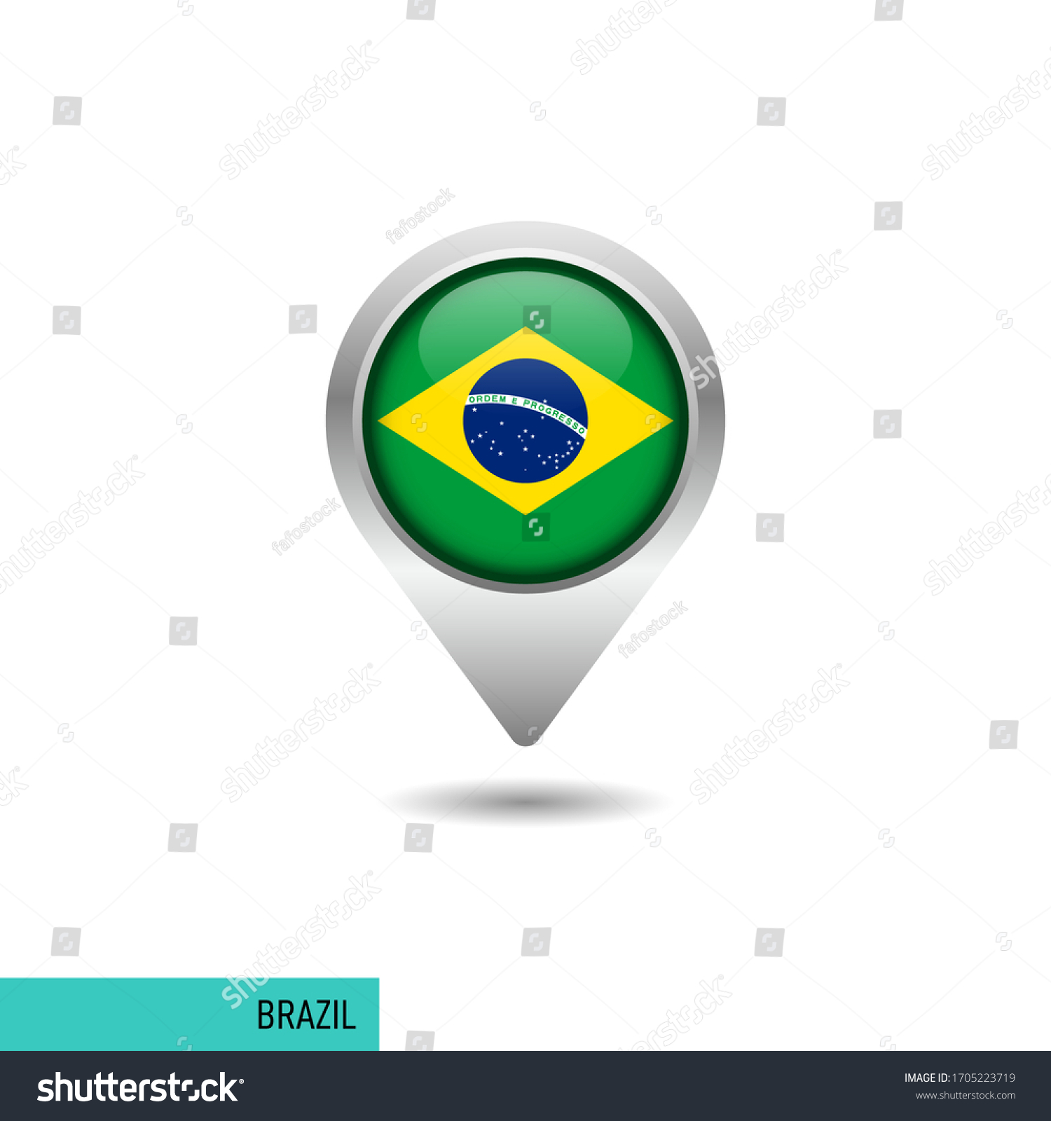 Brazil Flag Map Pin Vector Design Stock Vector Royalty Free