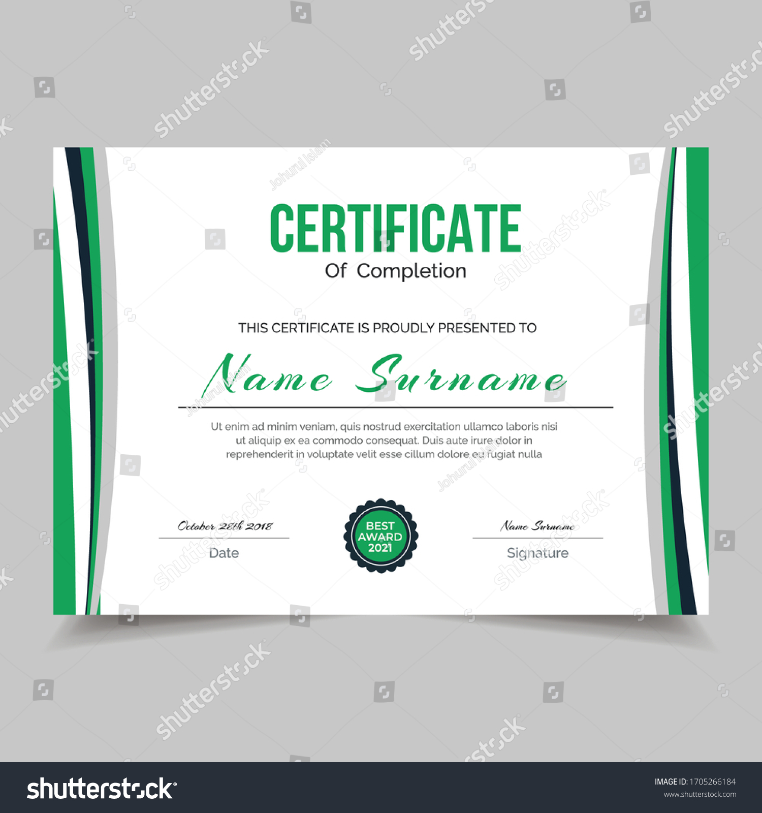 Gift Certificate Diploma Template Background Modern Stock Vector