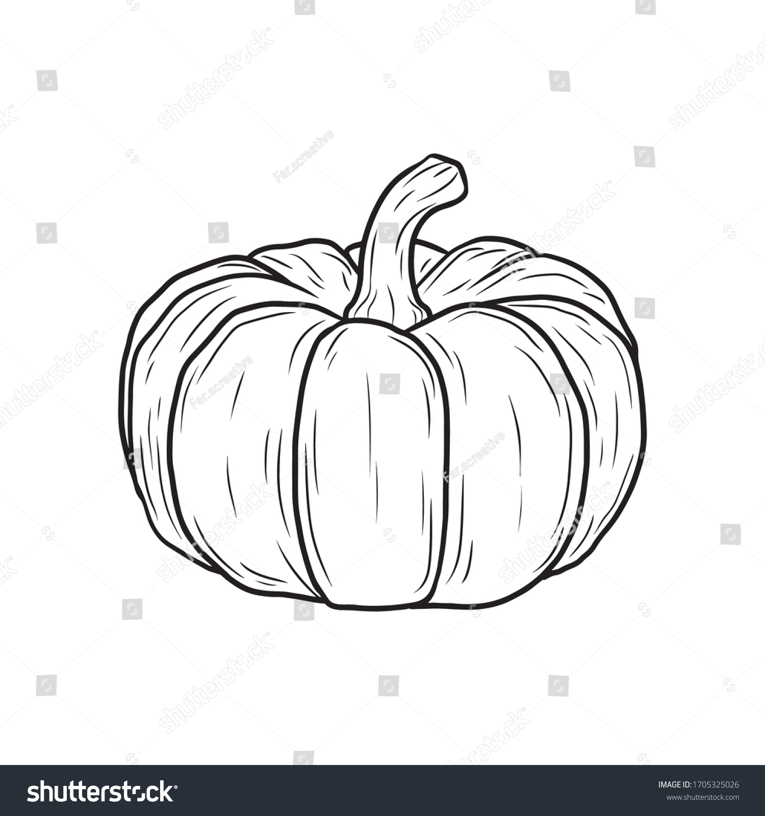 Vector Hand Drawn Pumpkin Black White Stock Vector (Royalty Free ...