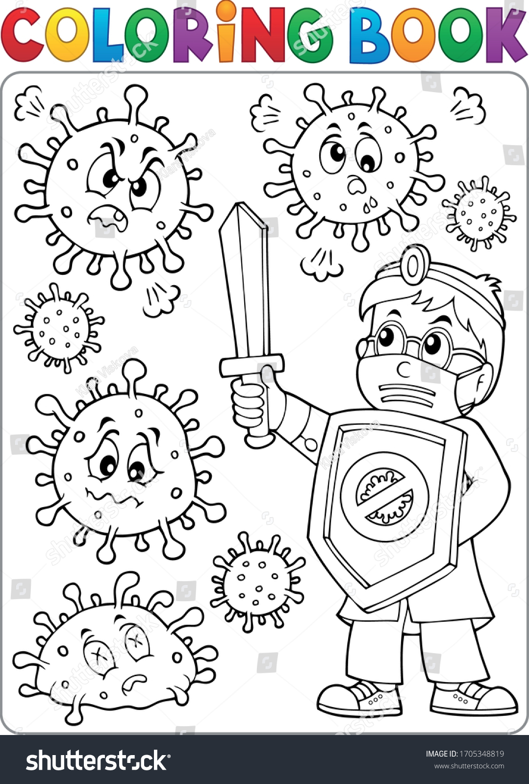 Coloring Book Doctor Fighting Virus 2 Stock Vector (Royalty Free ...