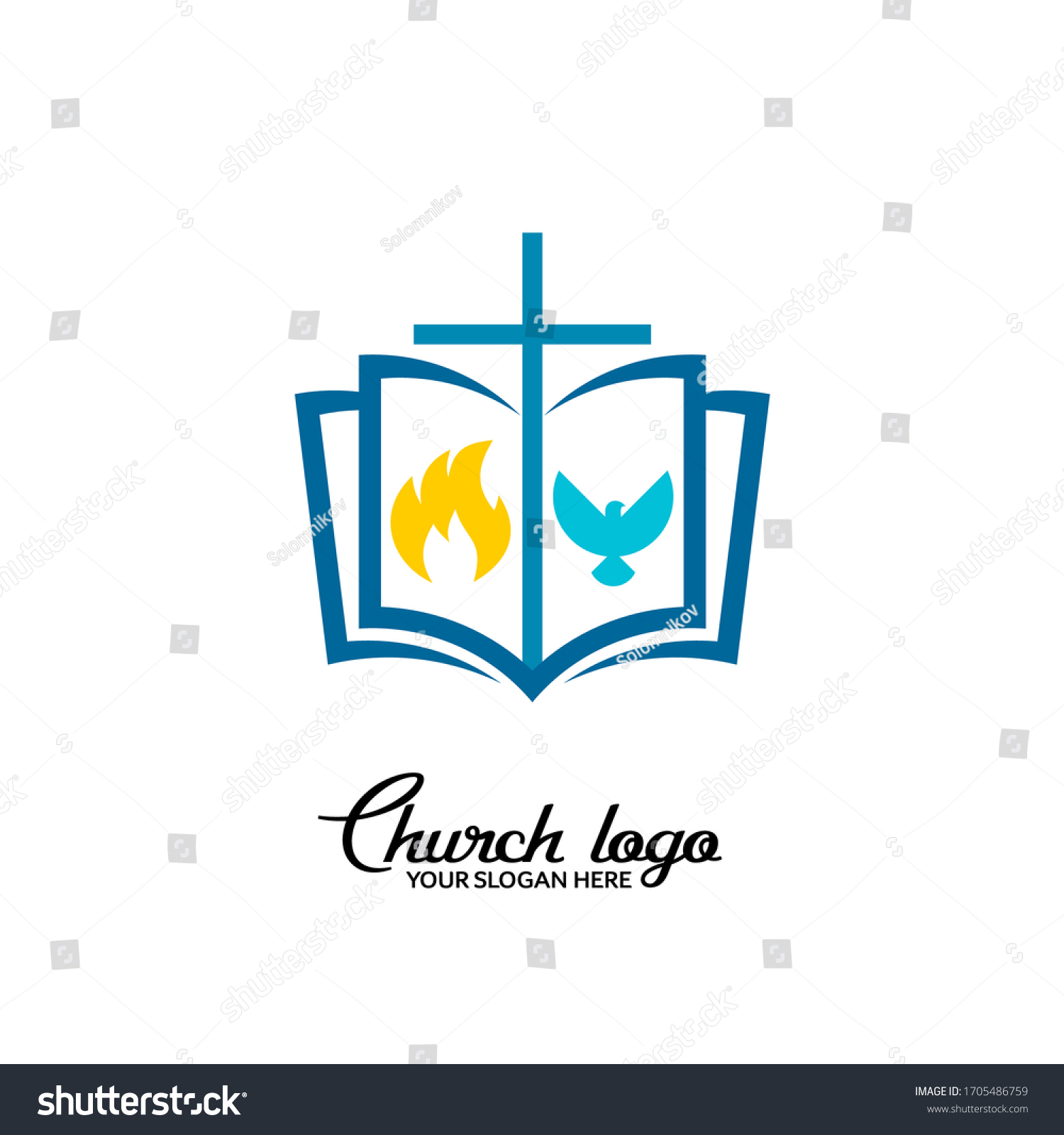 Church Logo Christian Symbols Bible Cross Stock Vector (Royalty Free ...