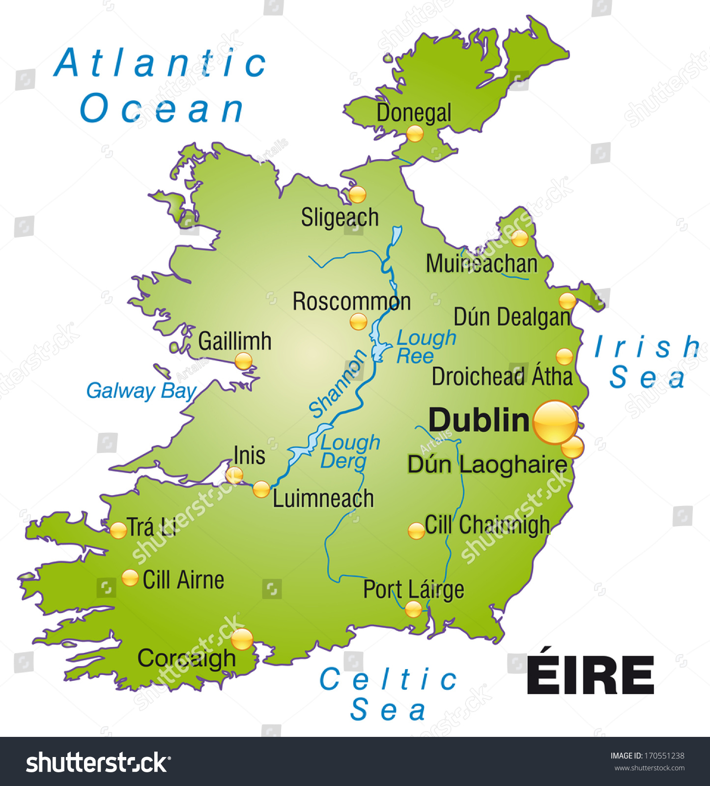 Map Ireland Overview Map Green Stock Illustration 170551238 | Shutterstock