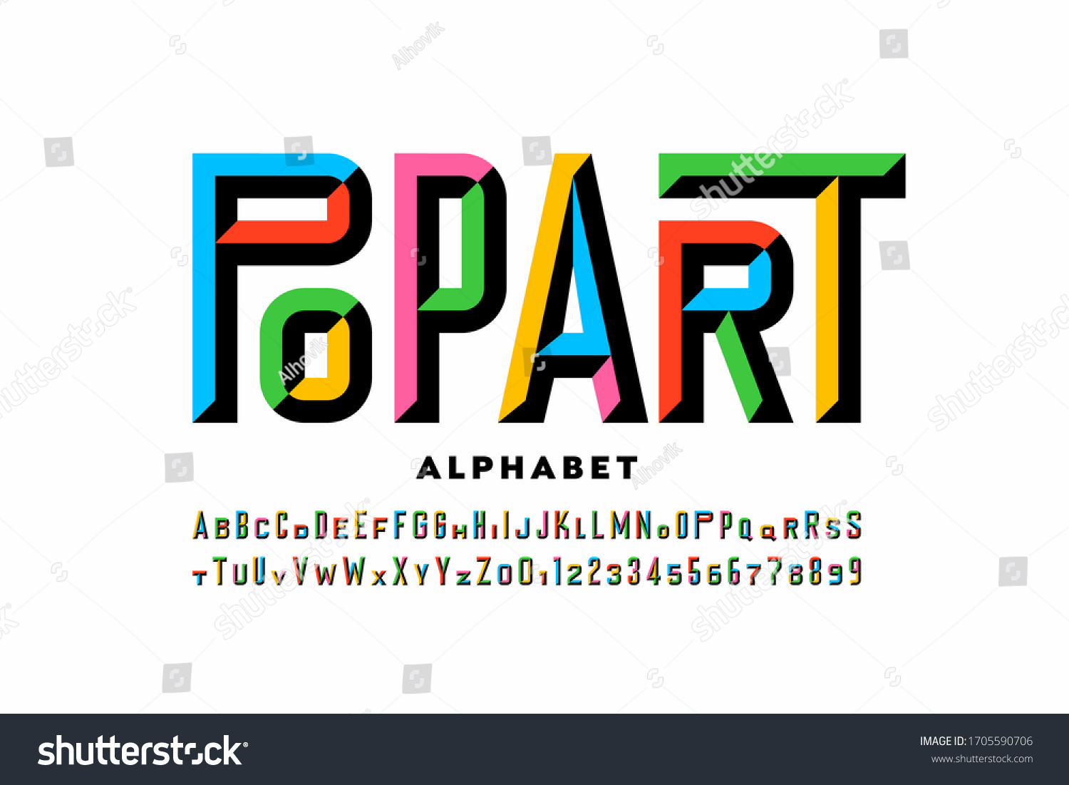 Pop Art Style Font Design Alphabet Stock Vector (Royalty Free ...