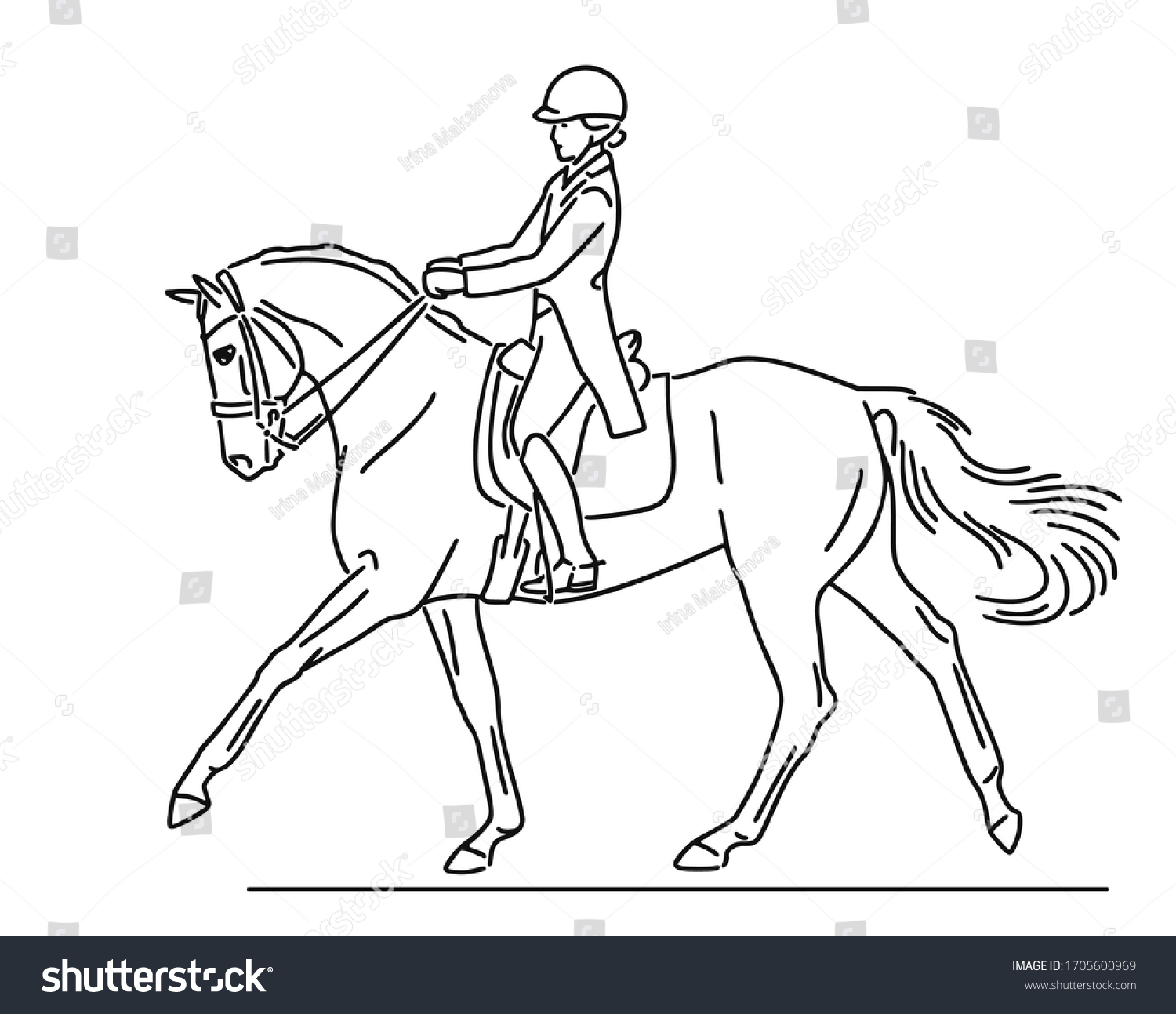 Dressage Horse Rider Uniform During Equestrian Stock Vector (Royalty ...