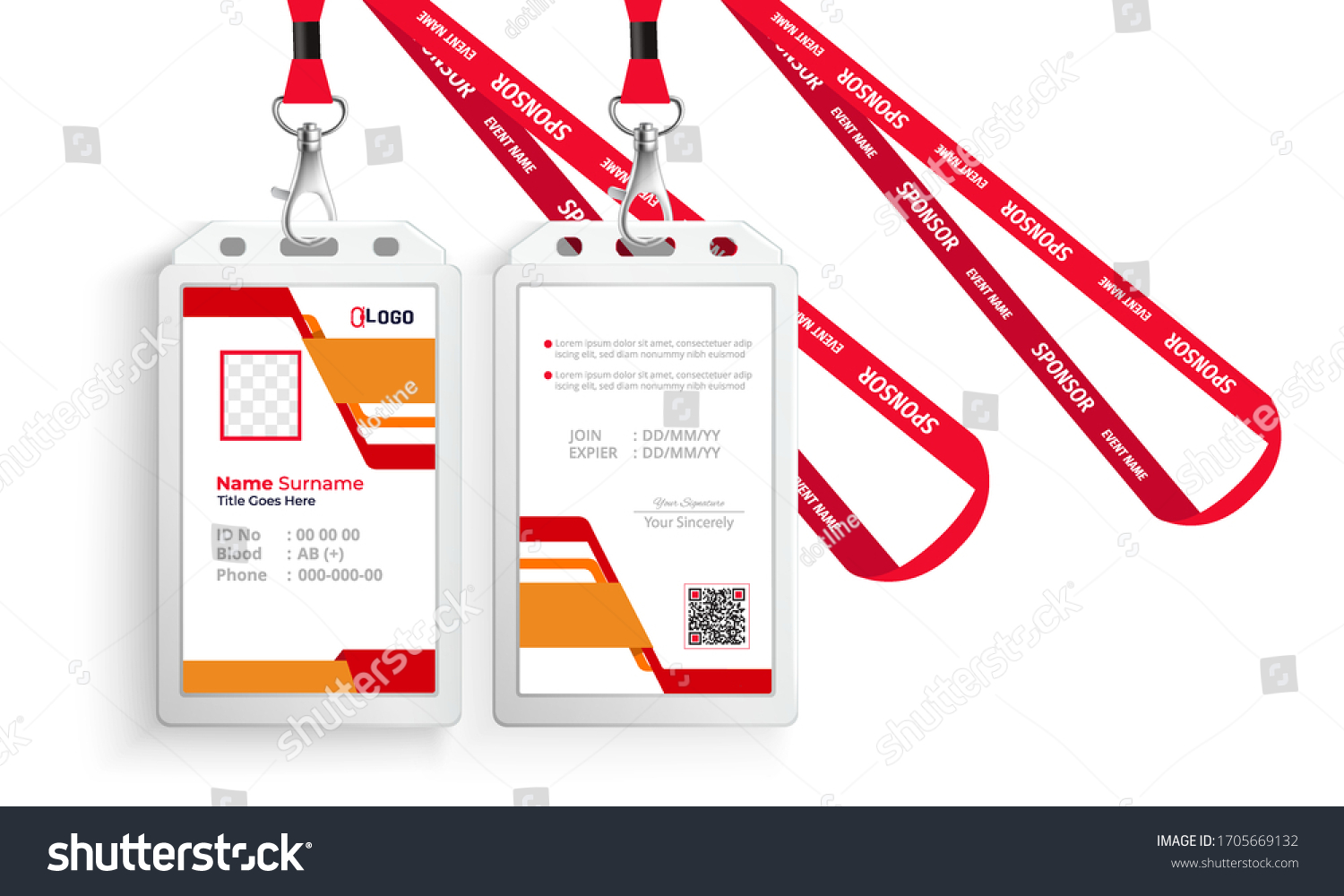 Corporate Id Card Lanyard Set Isolated Stock Vector (Royalty Free ...