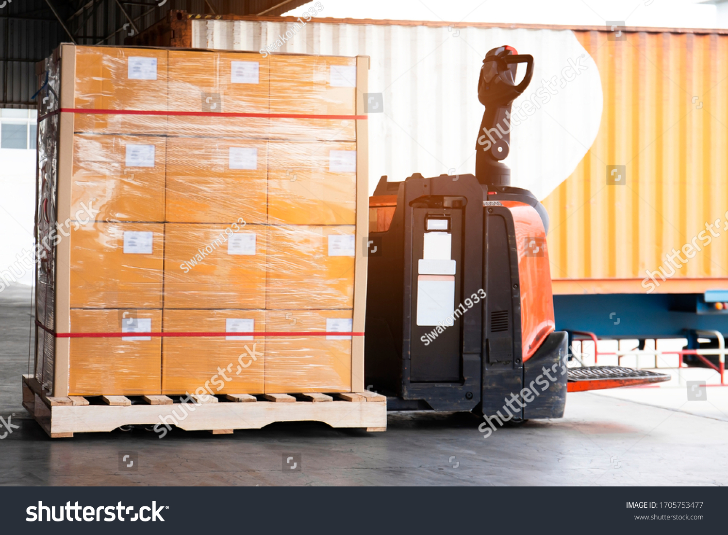 Interior Warehouse Dock Load Cargo Electric Stock Photo 1705753477 ...