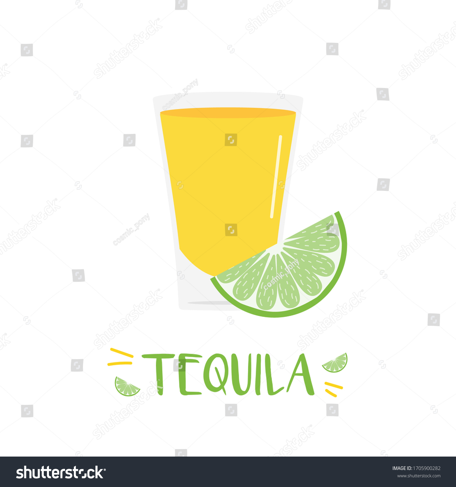 Tequila Shot Slice Lime Vector Cartoon Stock Vector (Royalty Free ...