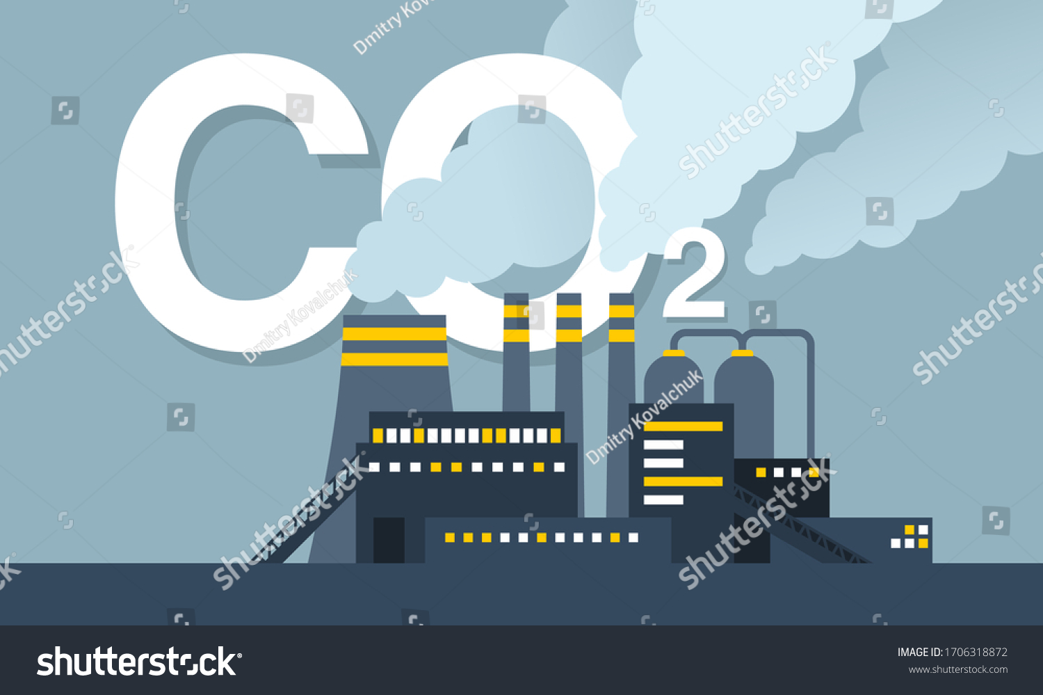 Co2 Emissions Illustration Harmful Air Carbon Stock Vector (Royalty ...