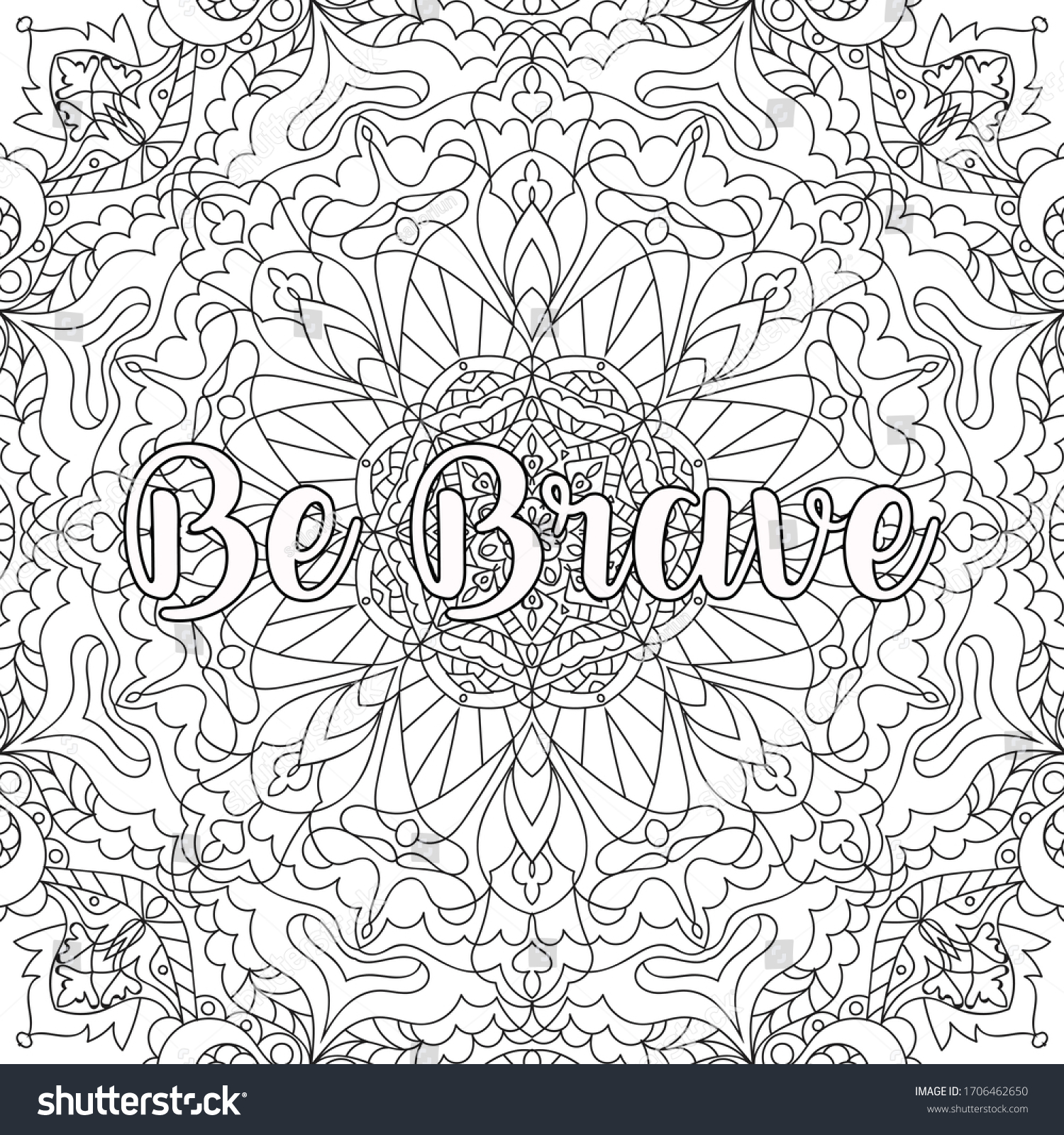 Mandala Coloring Book Adults Antistressencouraging Phrases Stock Vector ...