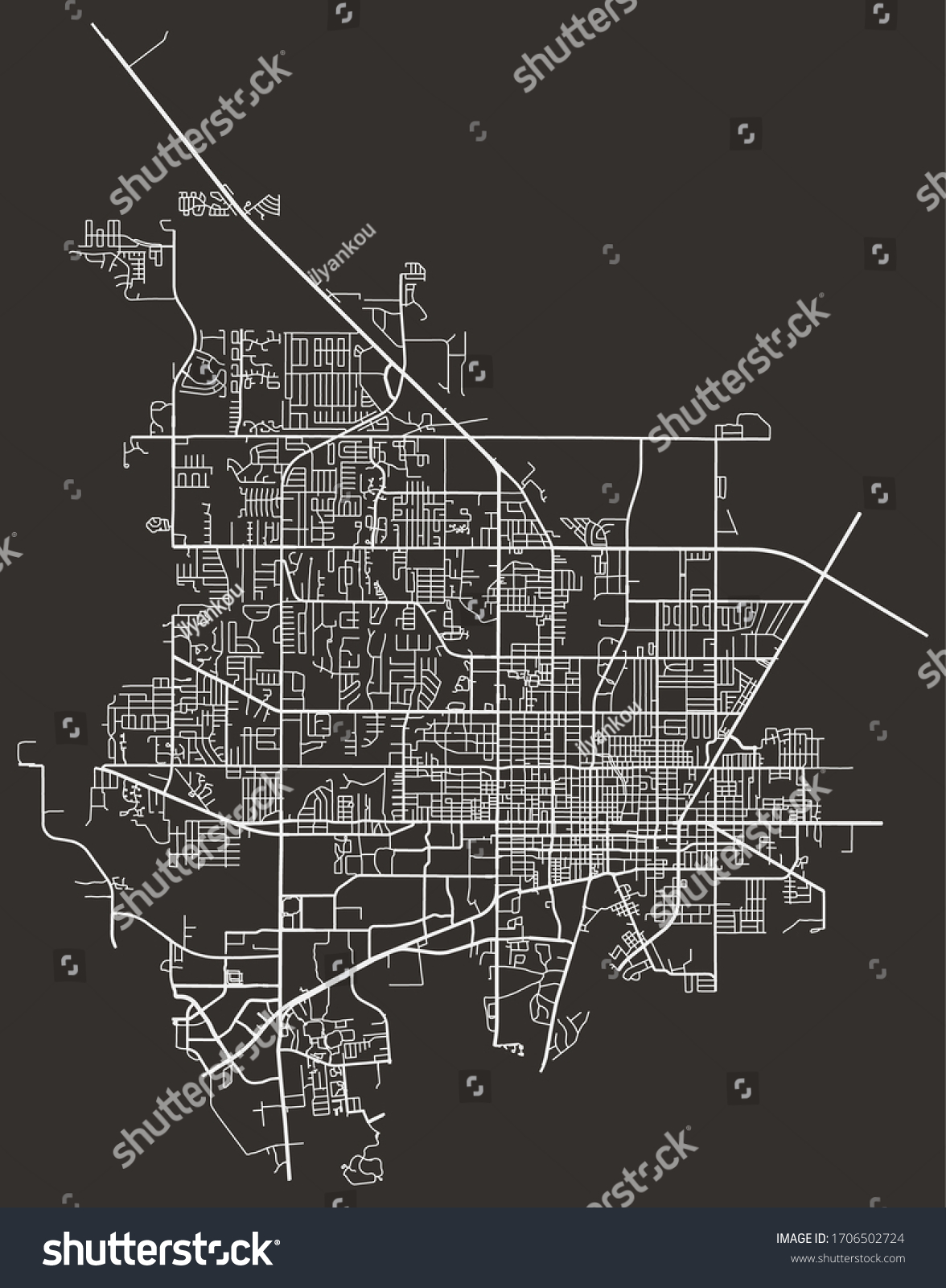 Gainesville Florida Usa Map Roads Streets Stock Vector (Royalty Free