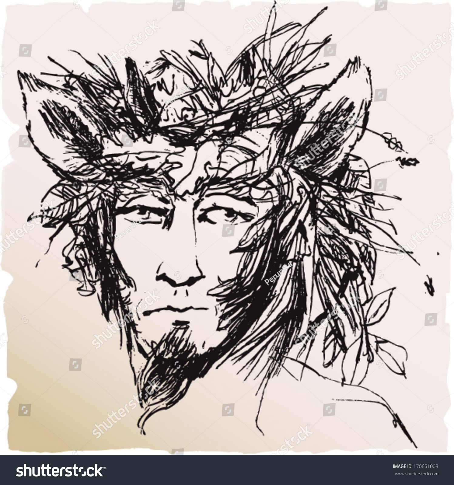 Vektor Stok Greek Mythology God Pan Faun Sketch (Tanpa Royalti ...