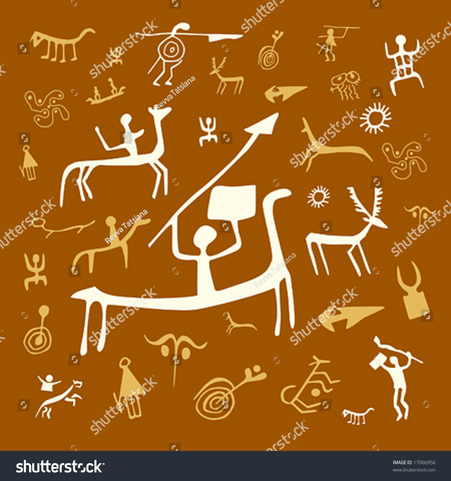 Vector Illustrations Rock Drawings White Yellow Stock Vector (royalty 