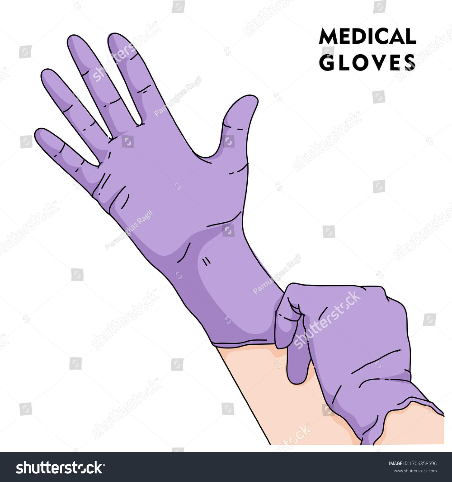 purple hospital gloves