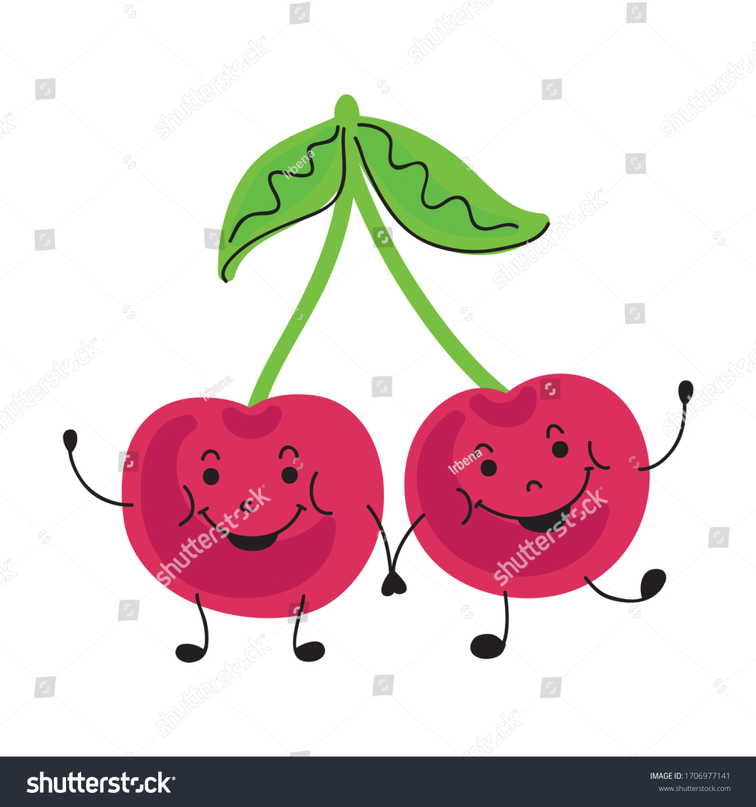Cute Cartoon Cherry Vector Illustration Stock Vector (Royalty Free ...