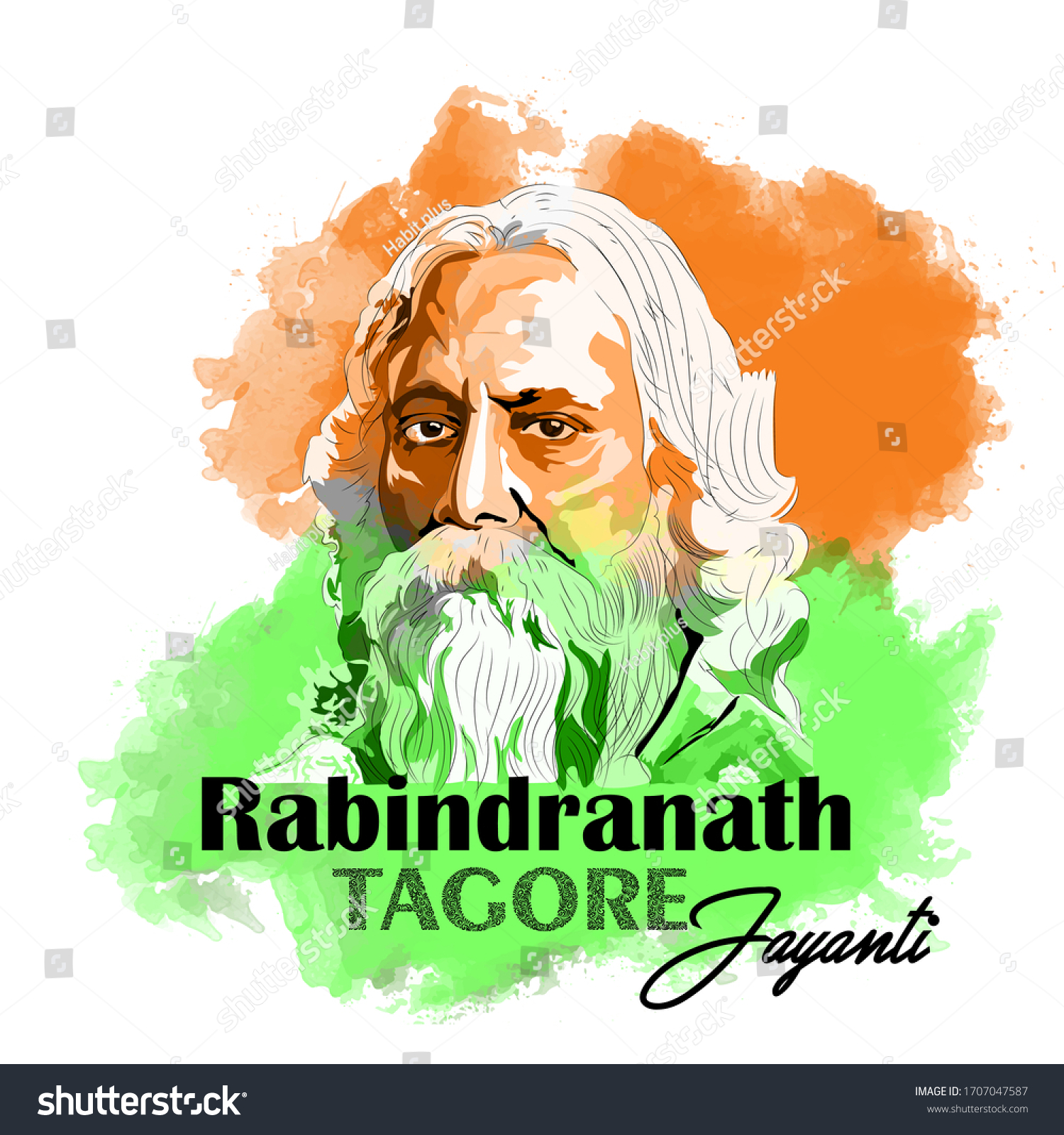 Rabindranath Tagore Jayanti Holiday Celebration Background 스톡 벡터(로열티 프리