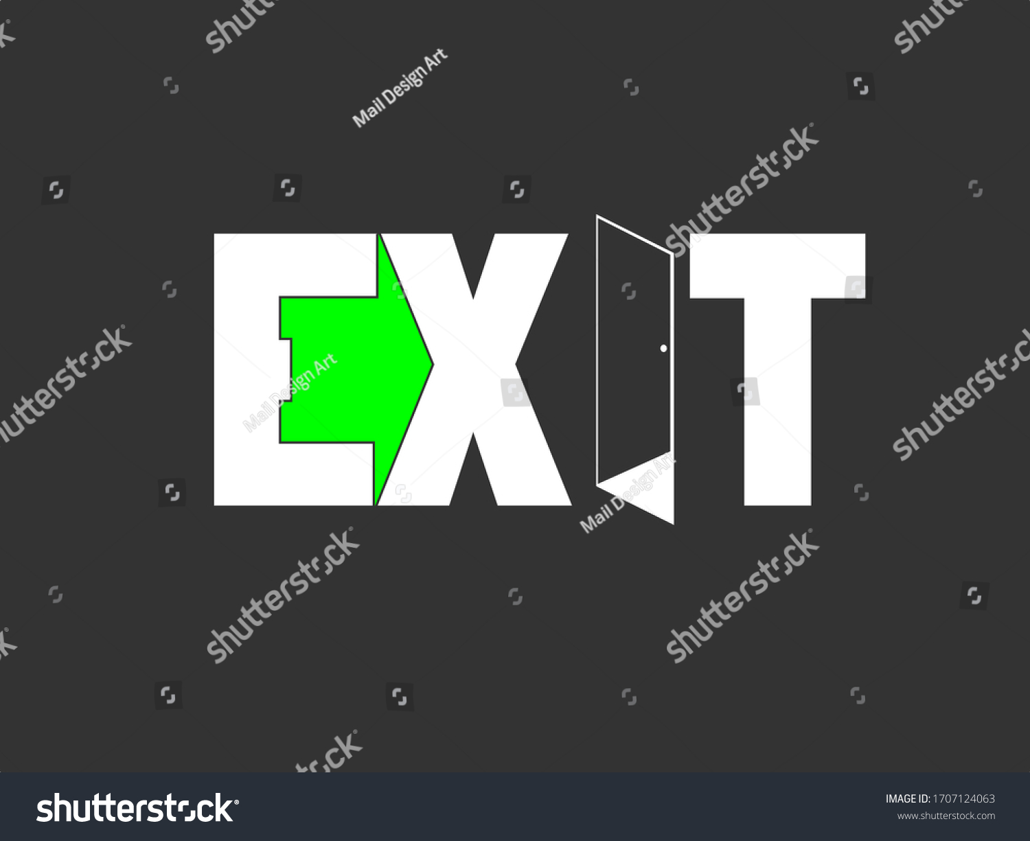 Simple Modern Exit Text Vector Door Stock Vector (Royalty Free ...