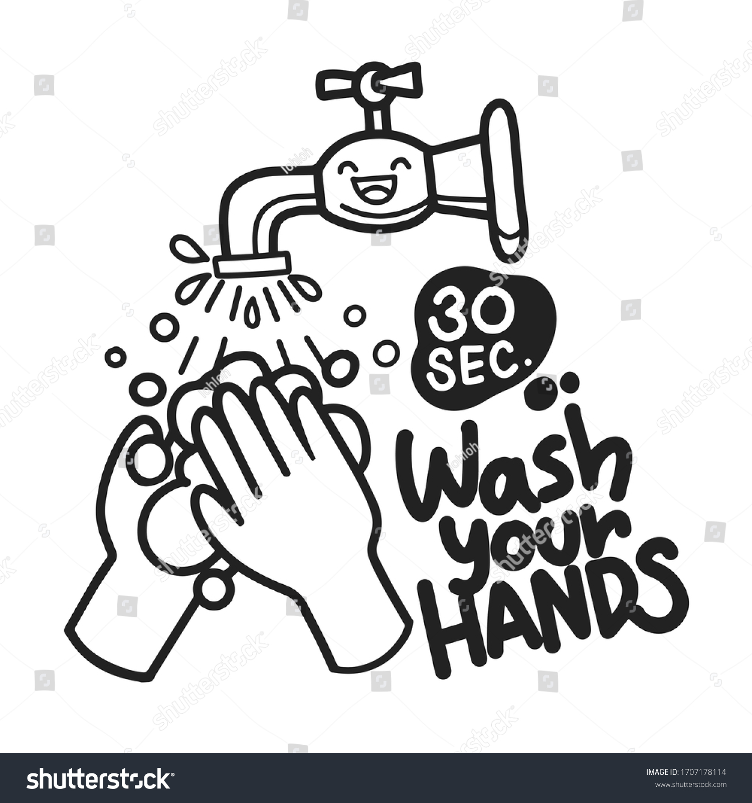 Illustration Hand Washing Soap Icon Lettering Stock Illustration ...