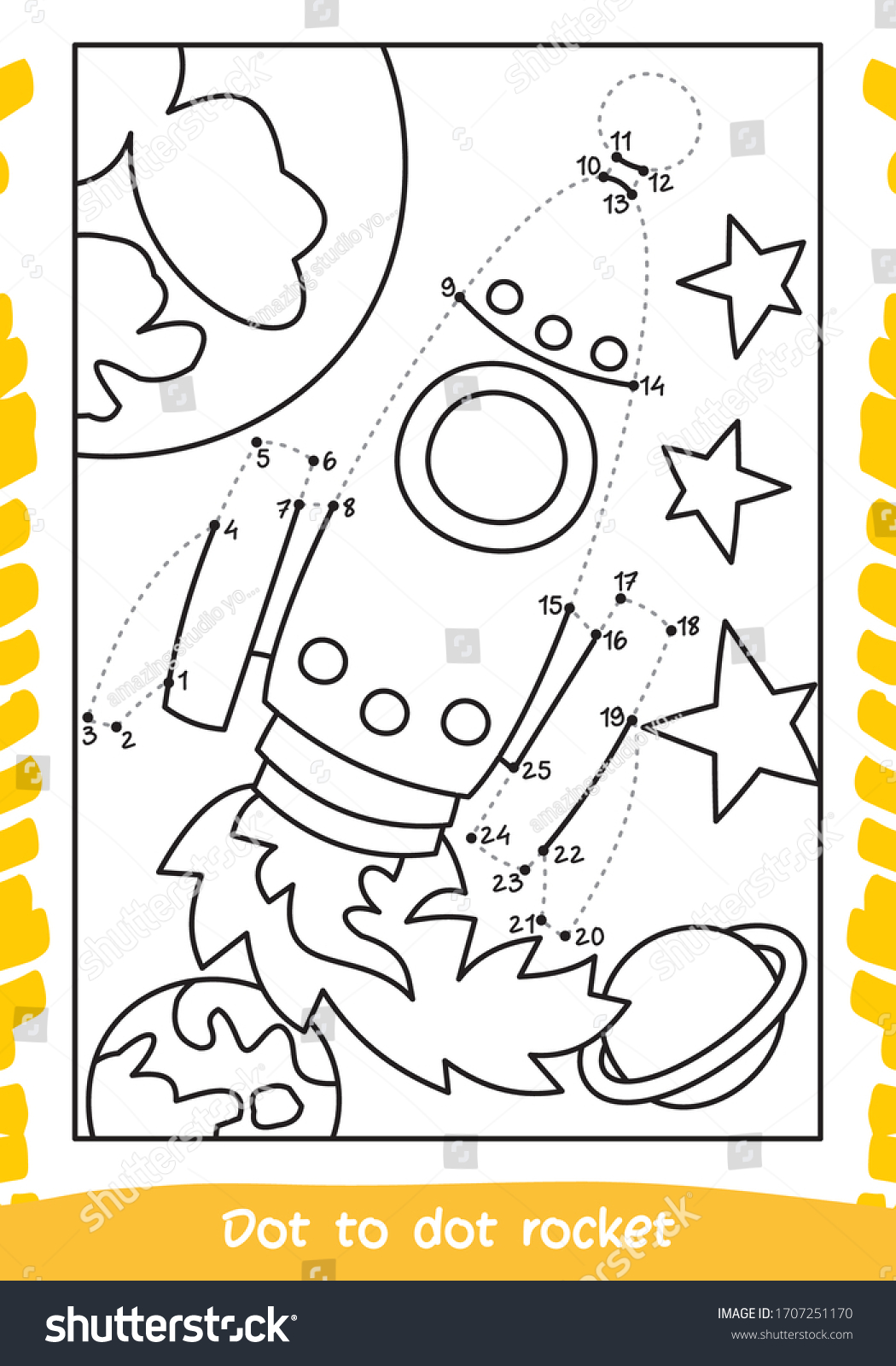 How Draw Rocket Drawing Children Dot Stock Vector (Royalty Free ...