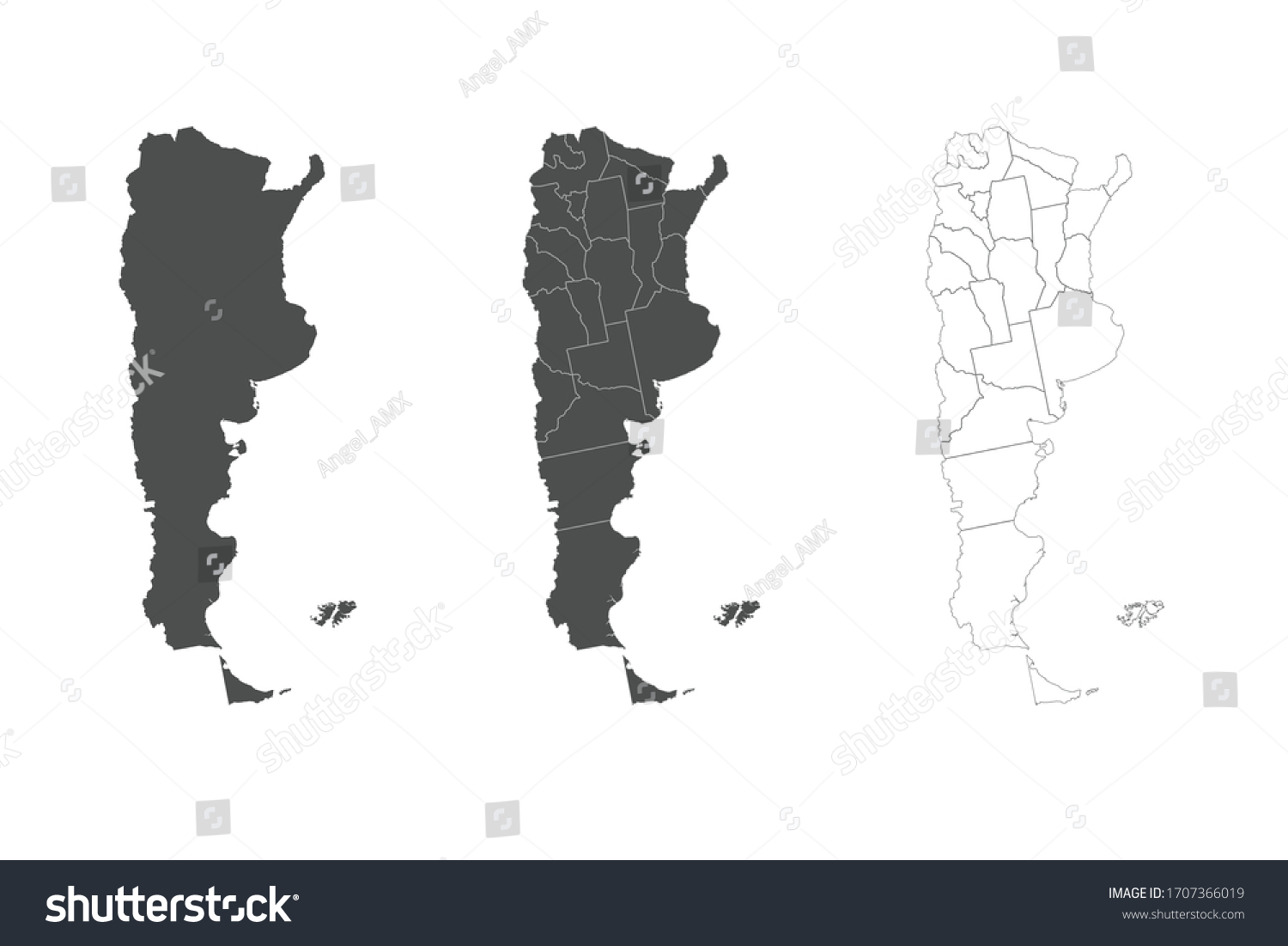 Detailed Argentina Map Borders Regions Outline Stock Vector (Royalty ...