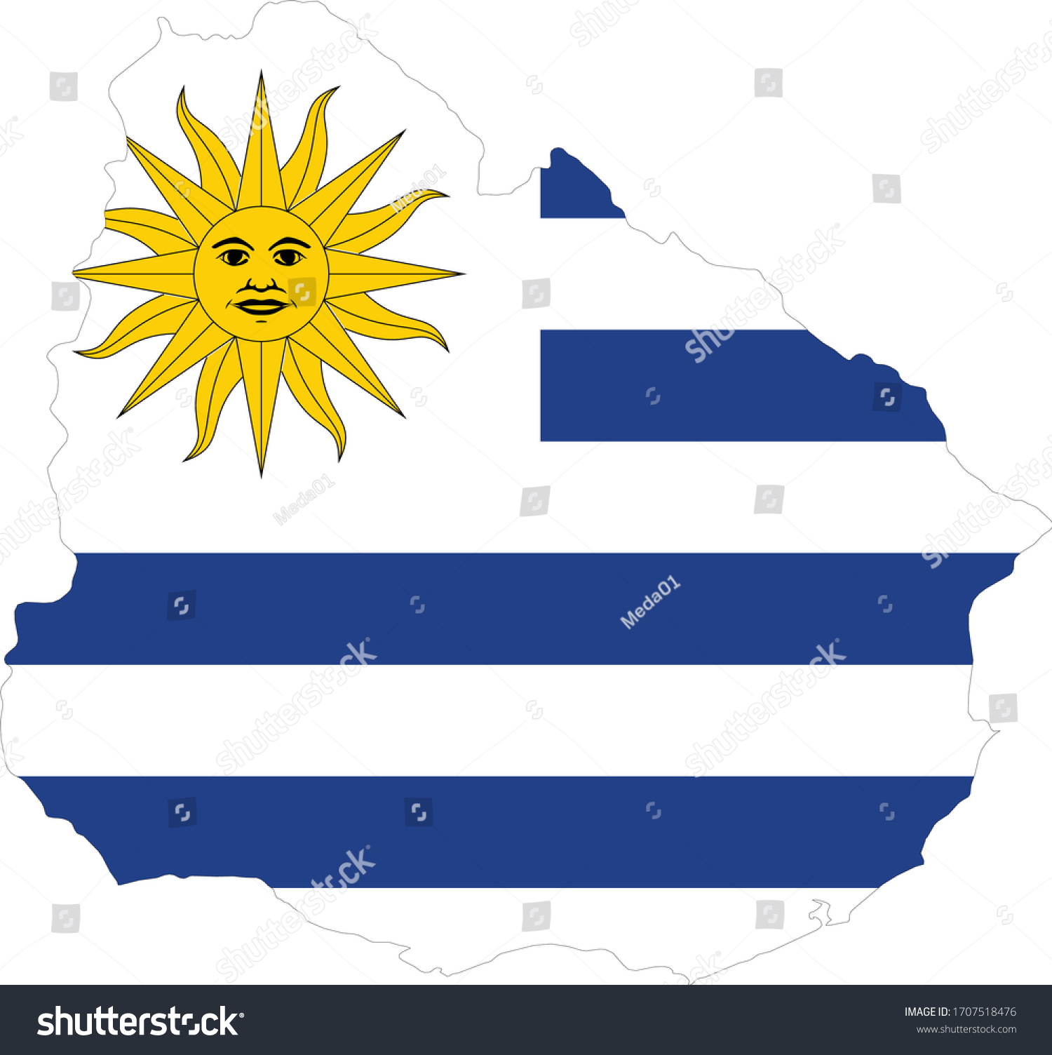 Vector Illustration Map Uruguay National Flag Stock Vector (Royalty ...