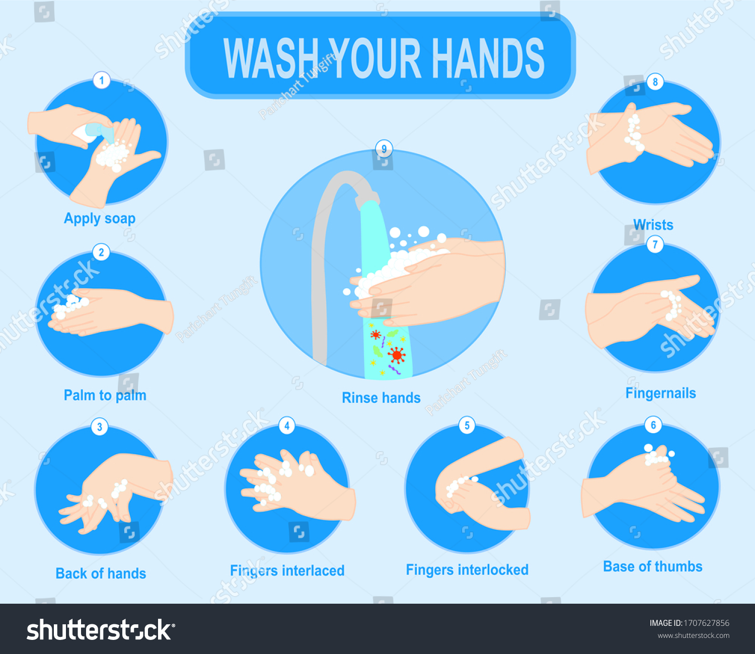 Steps Washing Hands Infographic Use Public Stock Vector (Royalty Free ...